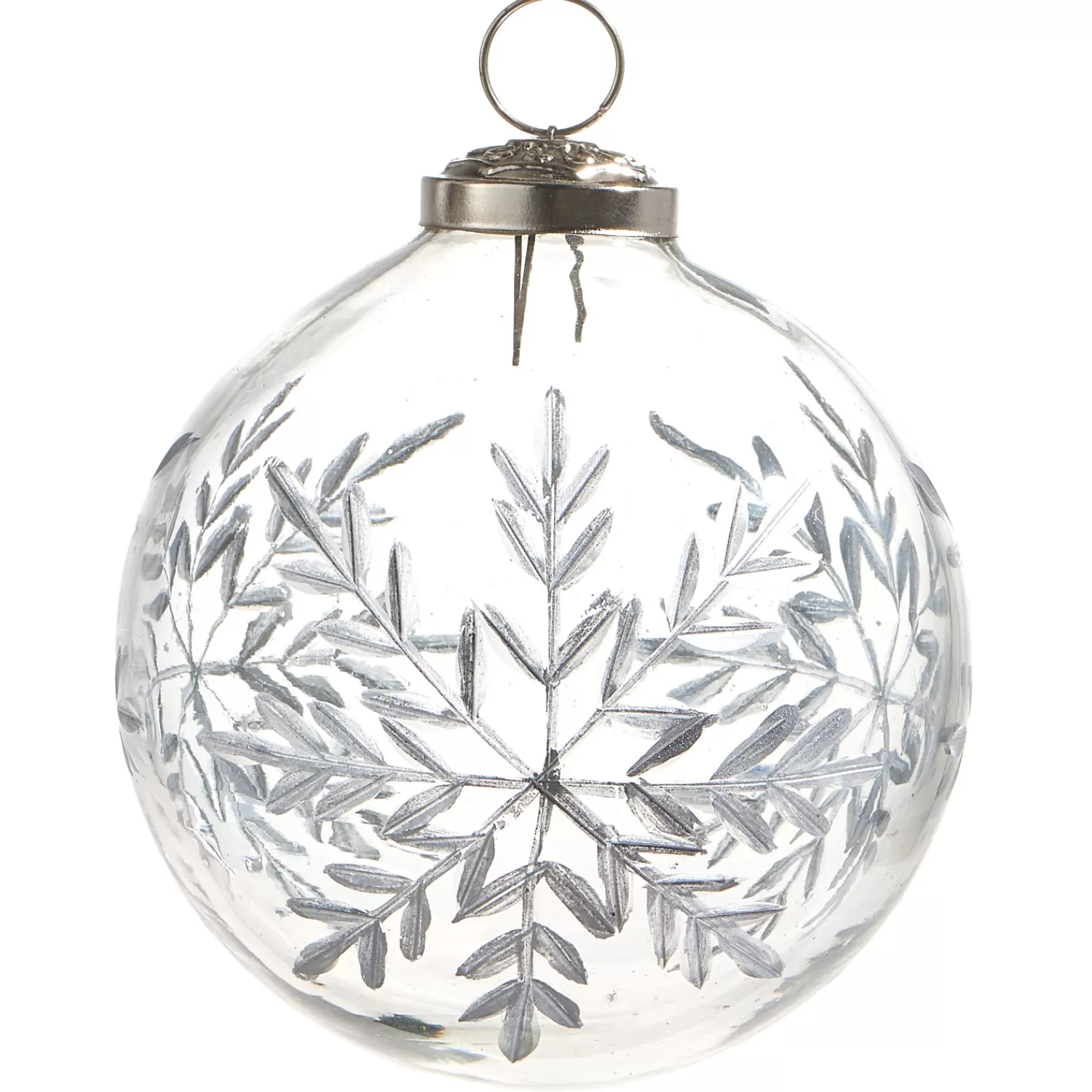 The Jolly Christmas Shop Snowflake Soiree | Champagne Wishes | Raz 4" Etched Snowflake Glass Ball Christmas Ornament 4338515