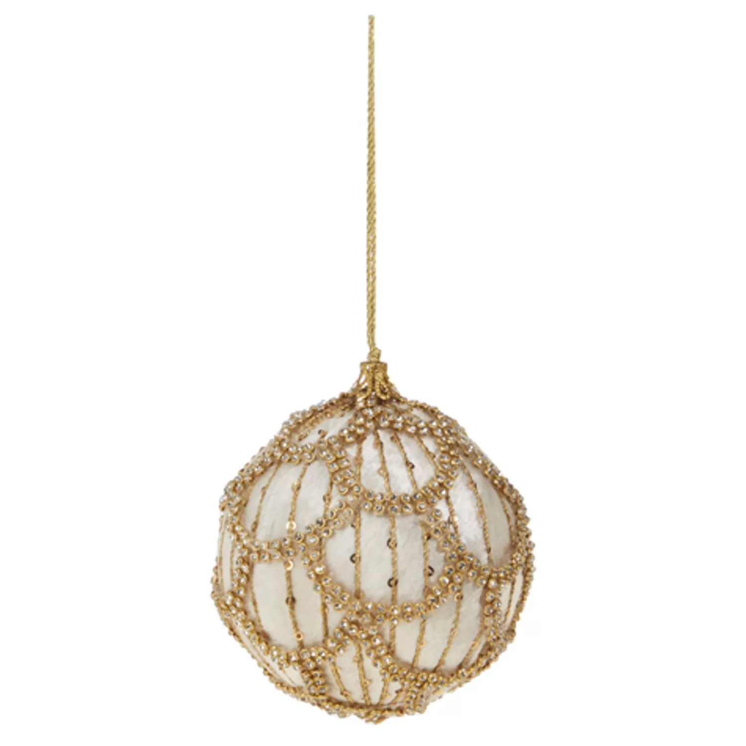 The Jolly Christmas Shop Sleigh Bells | Bells | Raz 4" Ivory Jeweled Velvet Ball Christmas Ornament 4327300