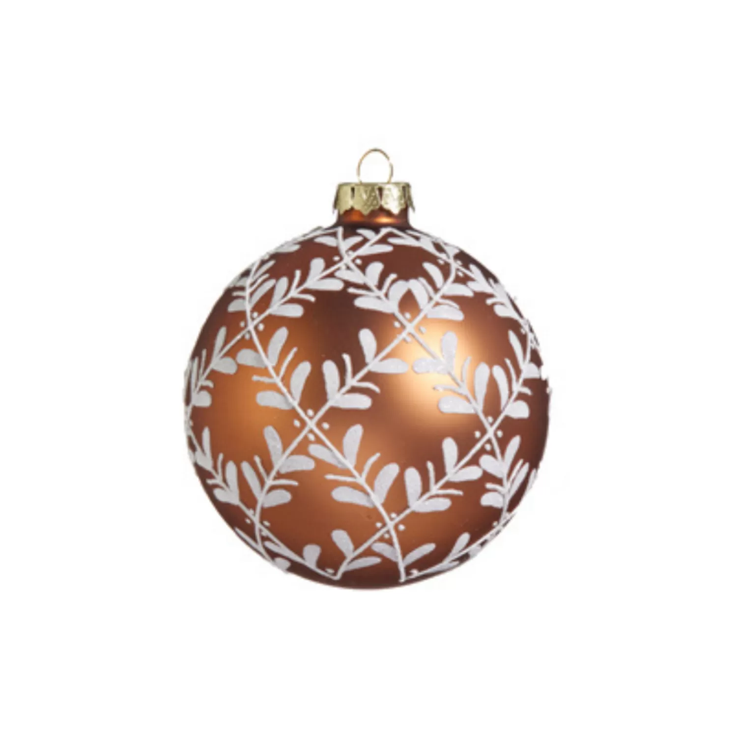 The Jolly Christmas Shop Gingerbread Lane | Gingerbread Christmas Decorations | Raz 4" Leaf Pattern Brown Glass Christmas Ornament 4422870