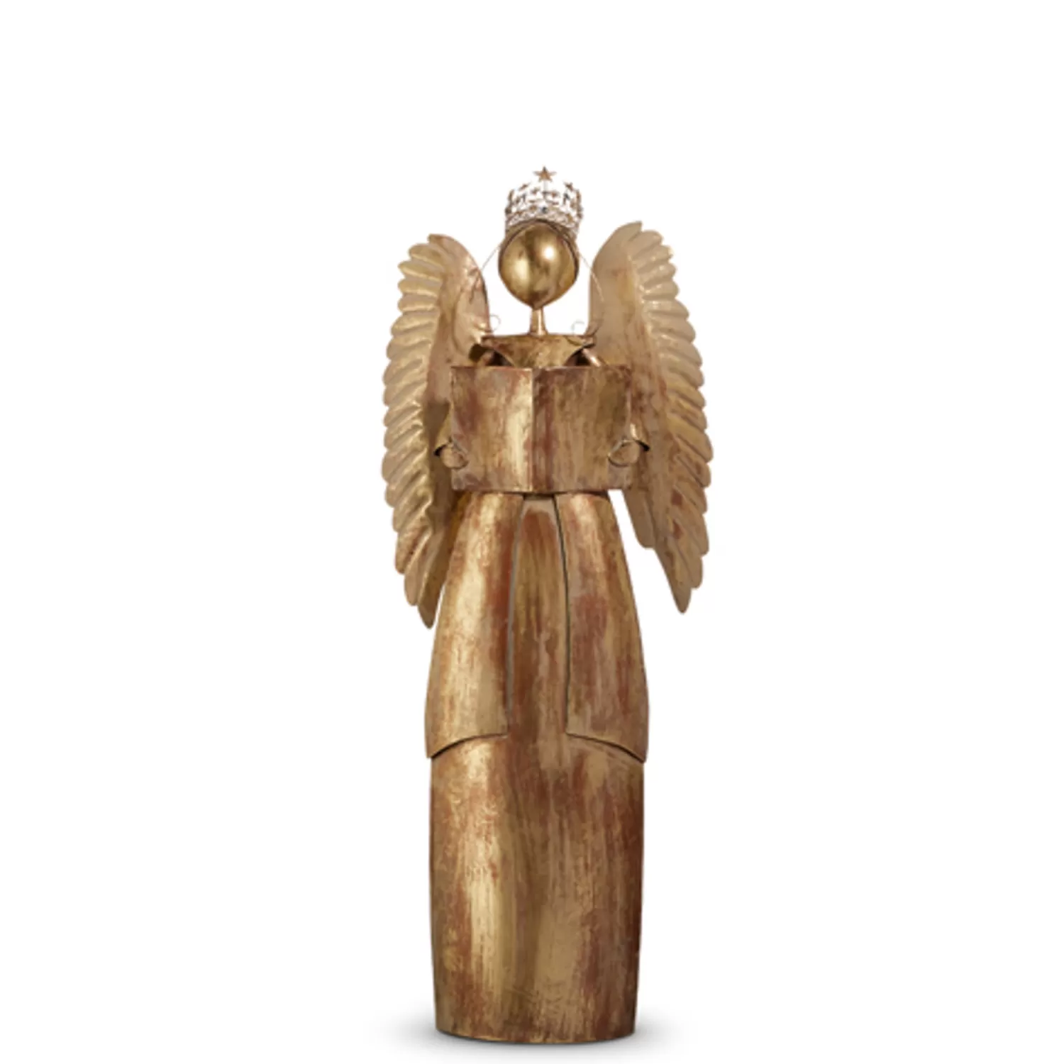 The Jolly Christmas Shop Oh Night Divine | Religious | Raz 4' Or 4.5' Large Antiqued Gold Metal Christmas Angel Standing Figure