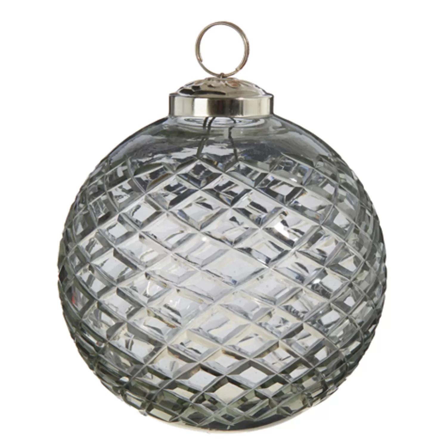 The Jolly Christmas Shop Snowflake Soiree | Elegant | Raz 4" Or 5" Clear Diamond Cut Ball Glass Christmas Ornament