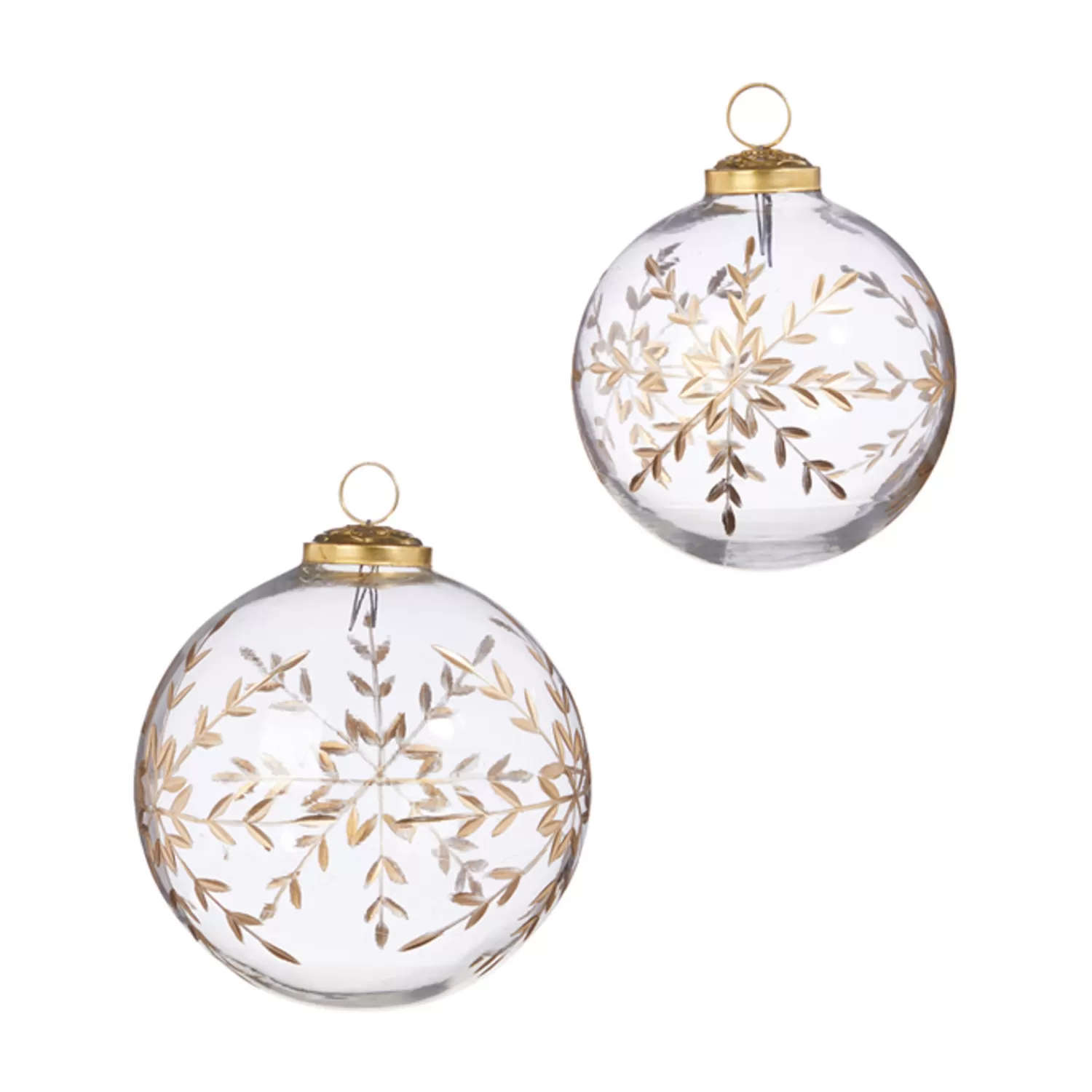 The Jolly Christmas Shop Sleigh Bells | Christmas Traditions | Raz 4" Or 5" Gold Etched Snowflake Ball Glass Christmas Ornament