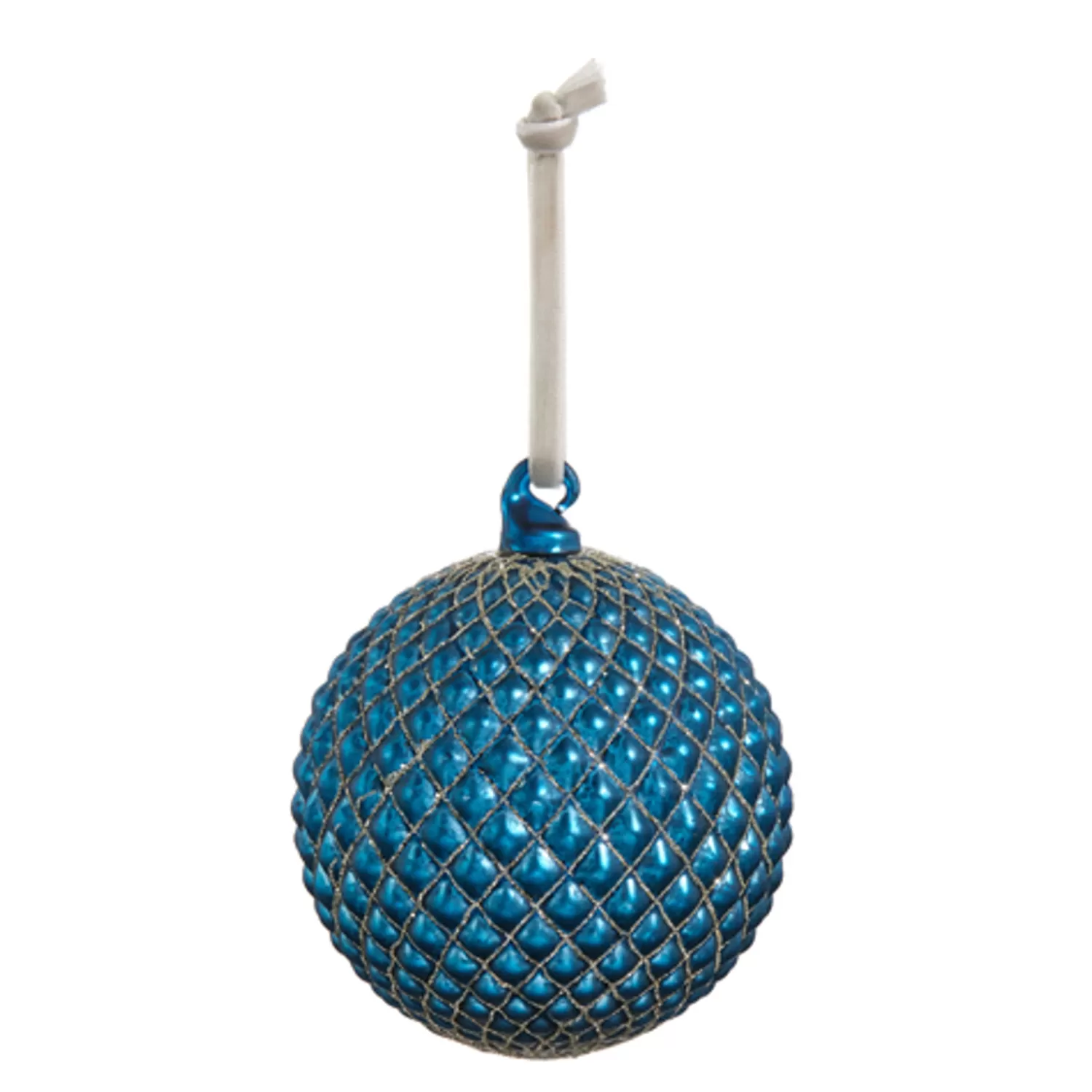 The Jolly Christmas Shop Tartan Traditions | Ball Ornaments | Raz 4" Or 6" Cobalt Blue Quilted Ball Glass Christmas Ornament
