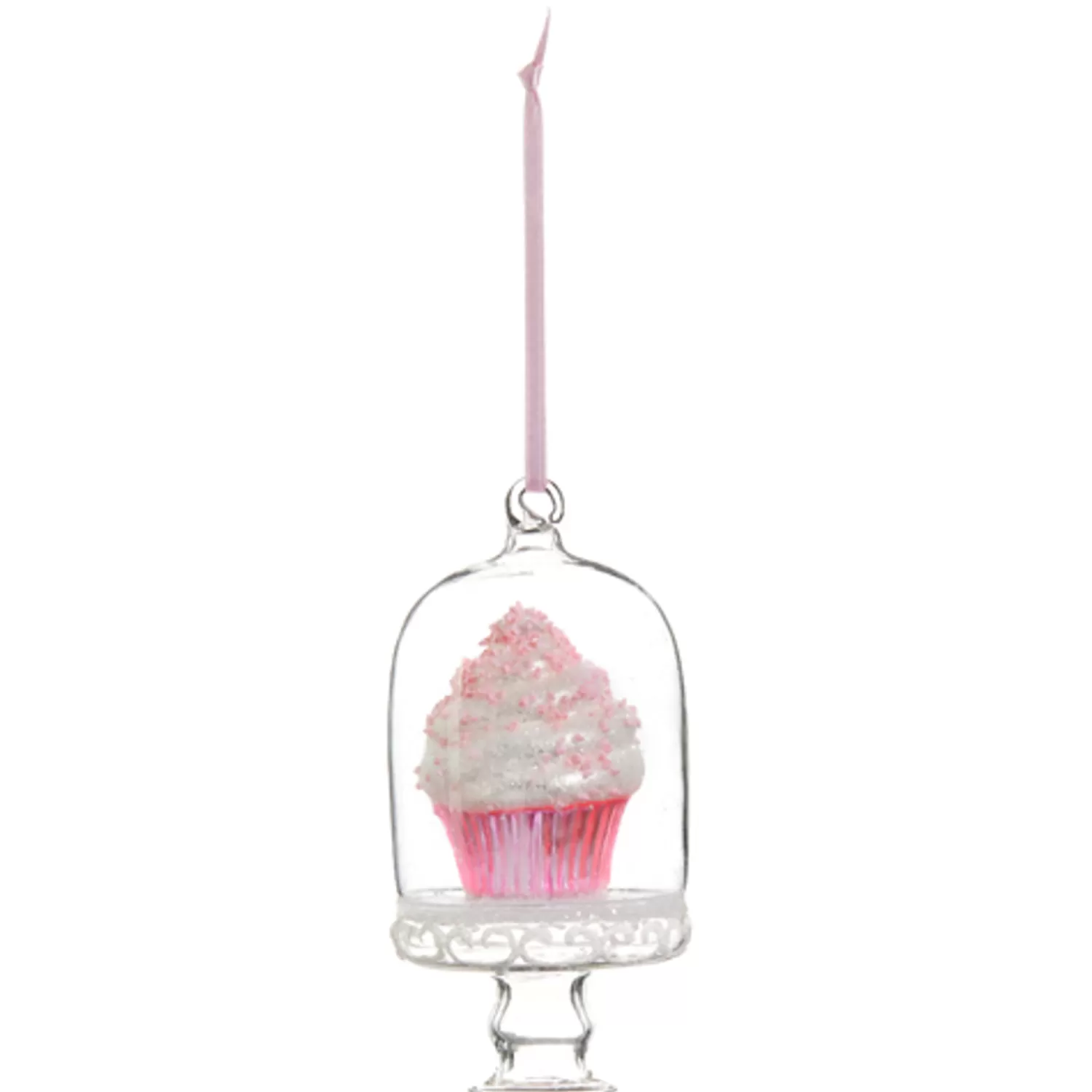The Jolly Christmas Shop The Candy Shop | A Blushing Holiday | Raz 4" Pink Cupcake In Cloche Glass Christmas Ornament 4452863