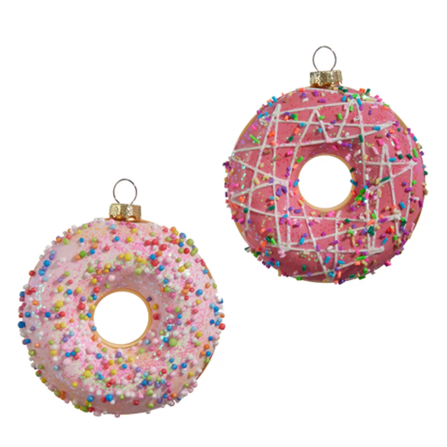 The Jolly Christmas Shop Jingle And Cocoa | Gingerbread | Raz 4" Pink Iced Donut Glass Christmas Ornament 4412514
