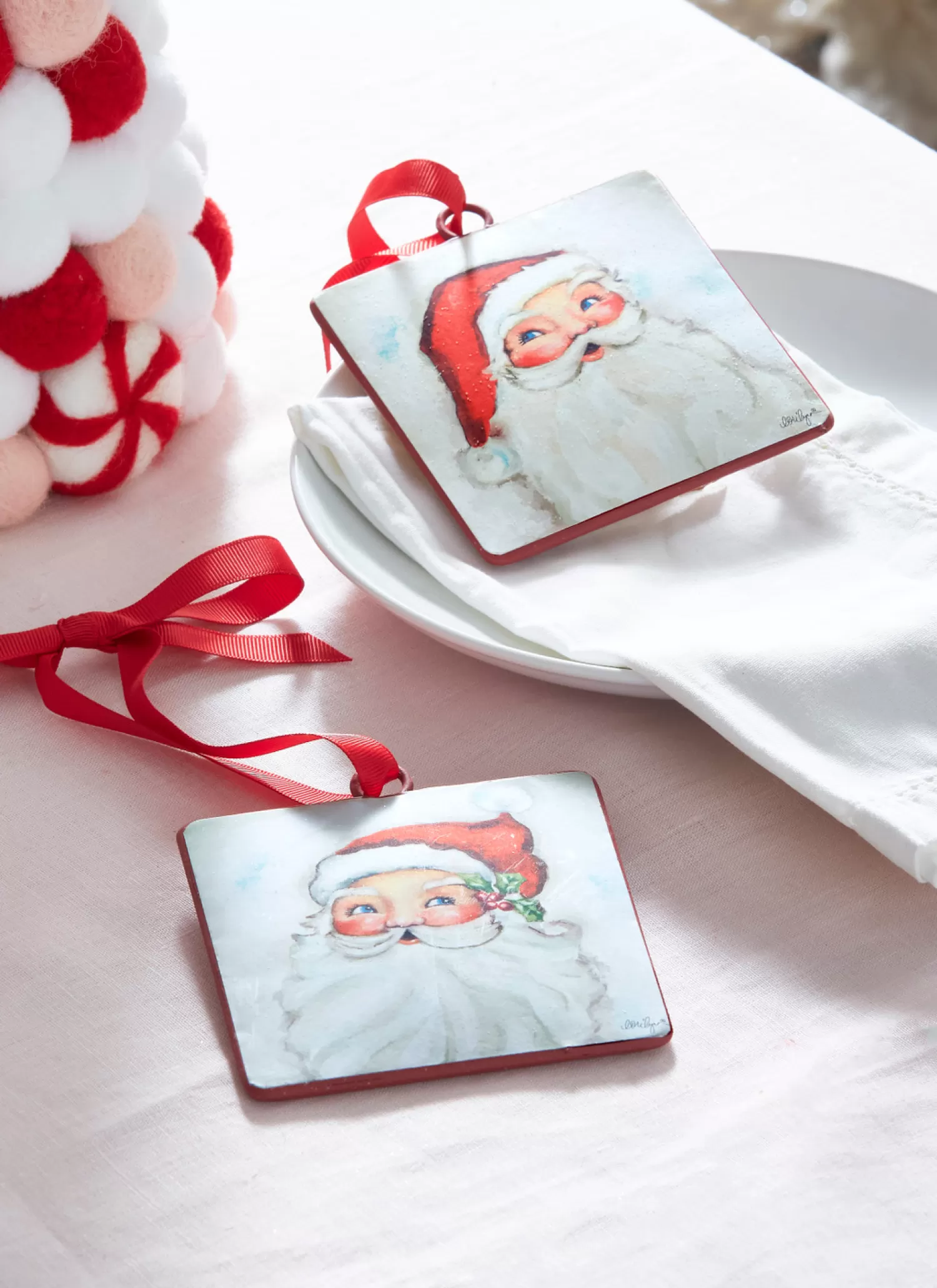 The Jolly Christmas Shop Sleigh Bells | Bells | Raz 4" Set Of 2 Santa Face Disc Christmas Ornament 4321321