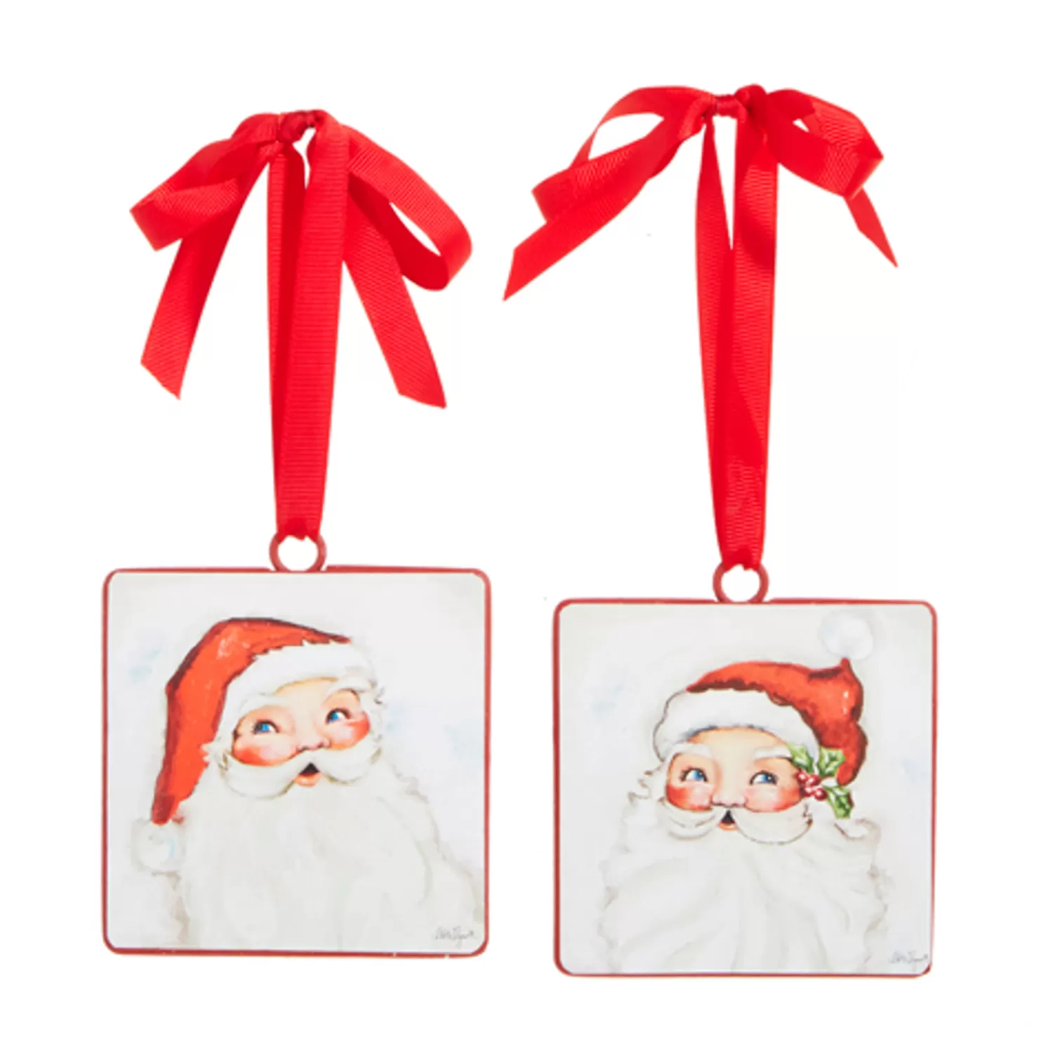 The Jolly Christmas Shop Sleigh Bells | Bells | Raz 4" Set Of 2 Santa Face Disc Christmas Ornament 4321321