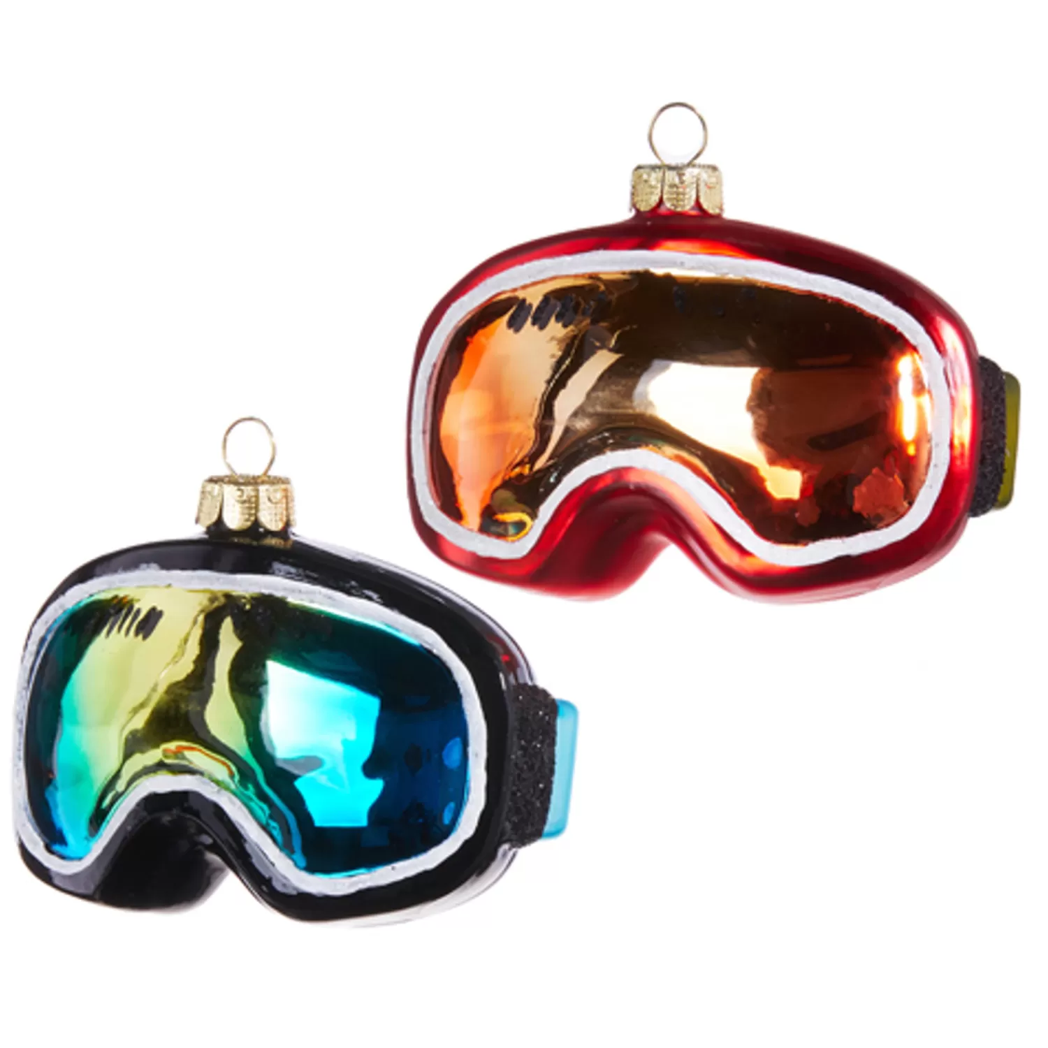 The Jolly Christmas Shop Sleigh Bells | Bells | Raz 4" Set Of 2 Ski Goggles Glass Christmas Ornaments 4352853