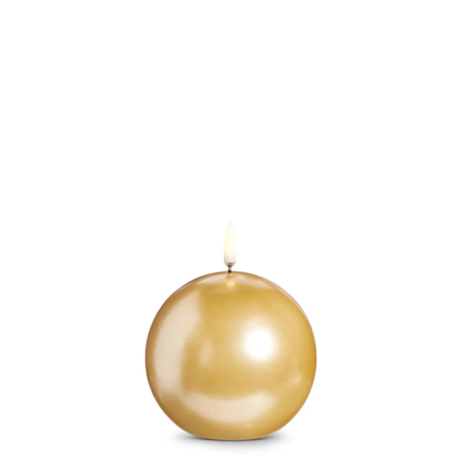 The Jolly Christmas Shop Tartan Traditions | Oh Night Divine | Raz 4" Uyuni Metallic Gold Round Battery Operated Candle With Lighted Flickering Wick 4434506