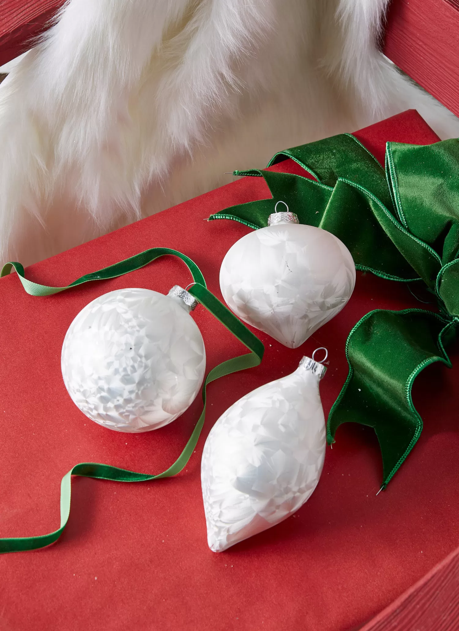 The Jolly Christmas Shop Sleigh Bells | Bells | Raz 4" White Matte Crackle Glass Christmas Ornament 4322857
