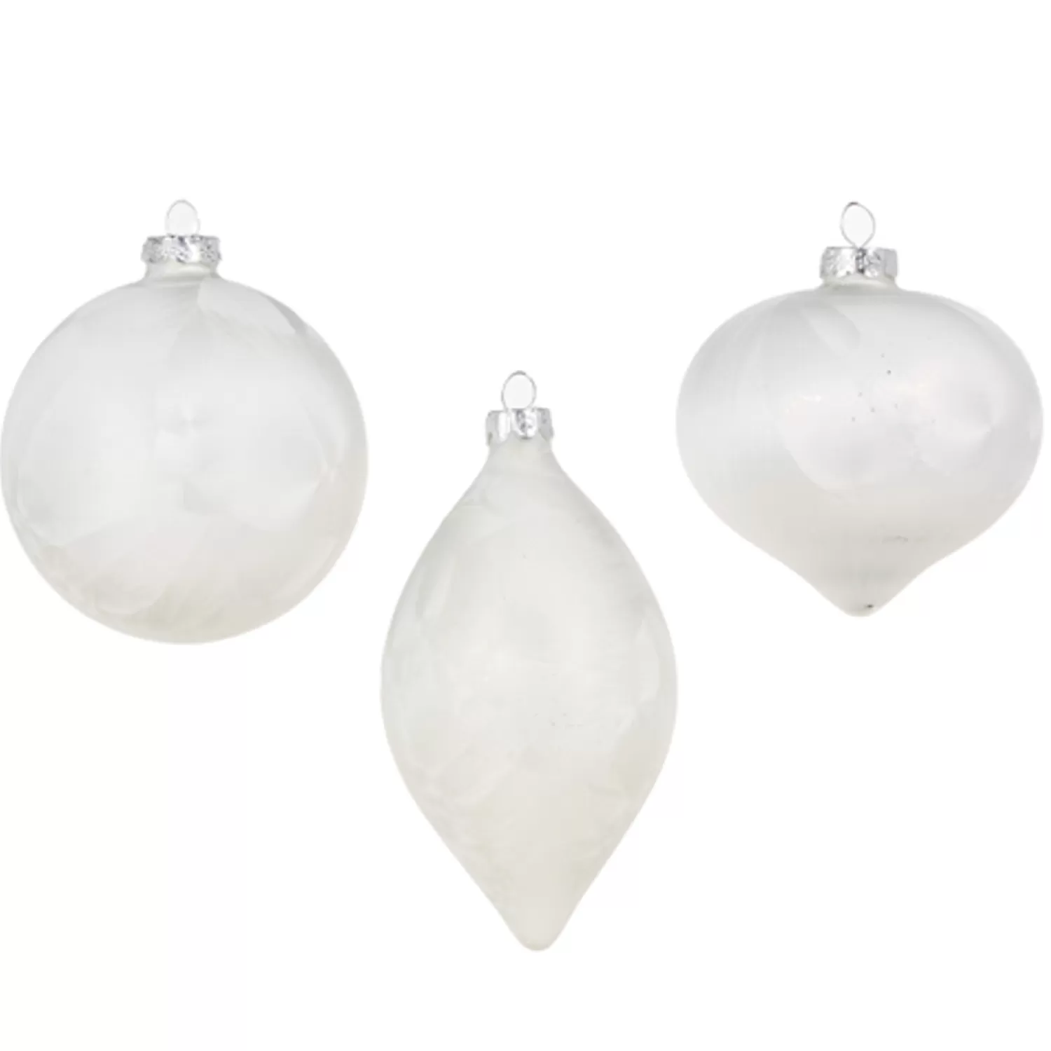 The Jolly Christmas Shop Sleigh Bells | Bells | Raz 4" White Matte Crackle Glass Christmas Ornament 4322857