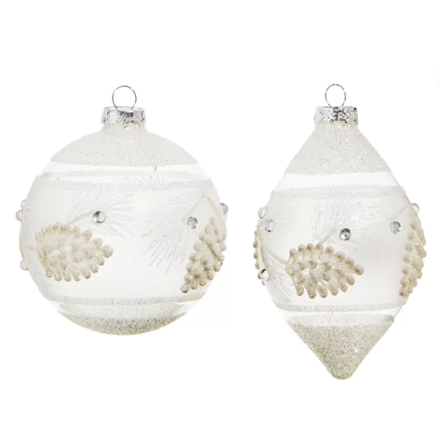 The Jolly Christmas Shop Sleigh Bells | Bells | Raz 4" White Textured Pinecone Glass Christmas Ornament 4324587