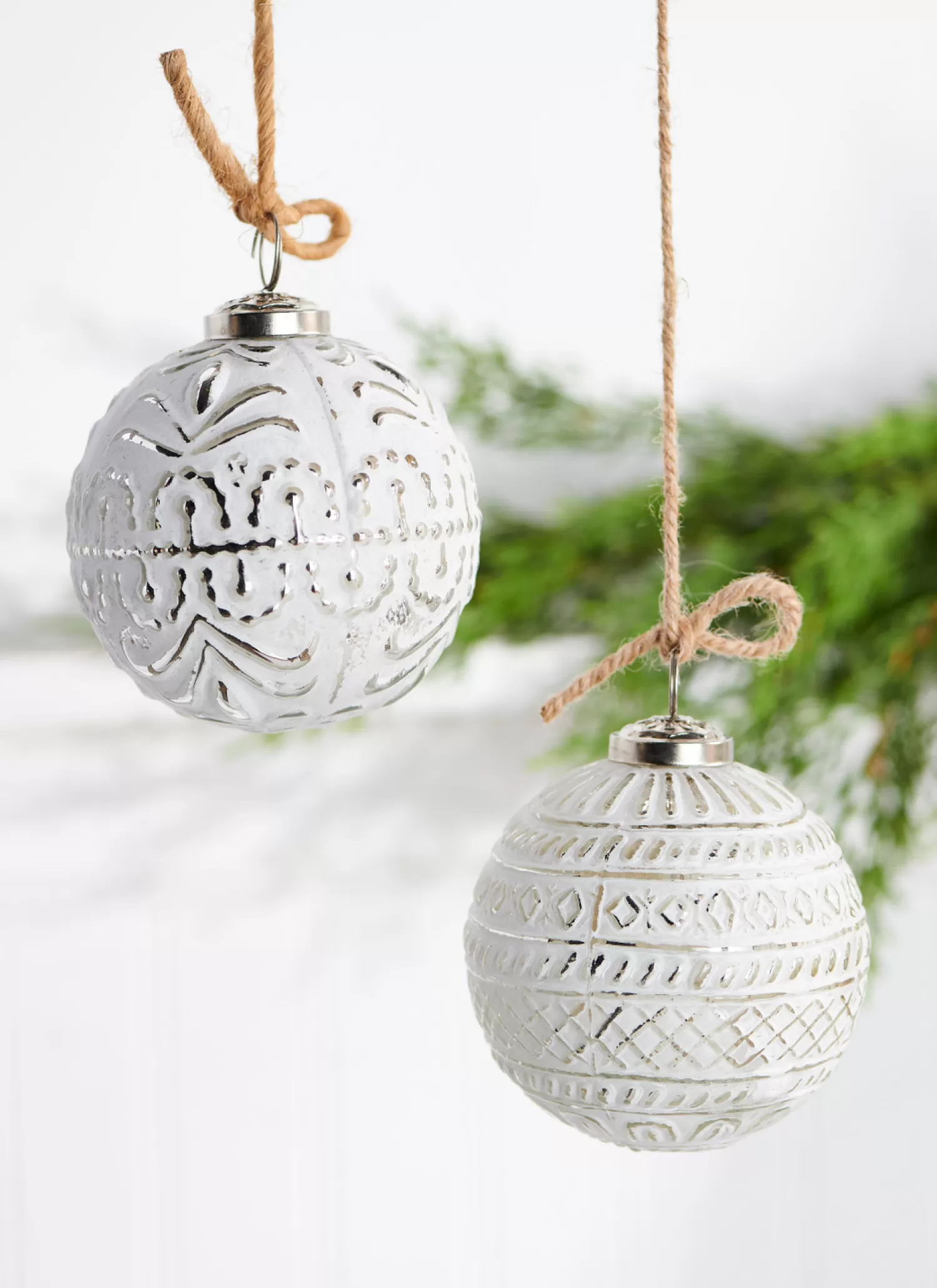 The Jolly Christmas Shop Glass Ornaments | Ball Ornaments | Raz 4" Whitewashed Mercury Glass Ball Christmas Ornament 4238333