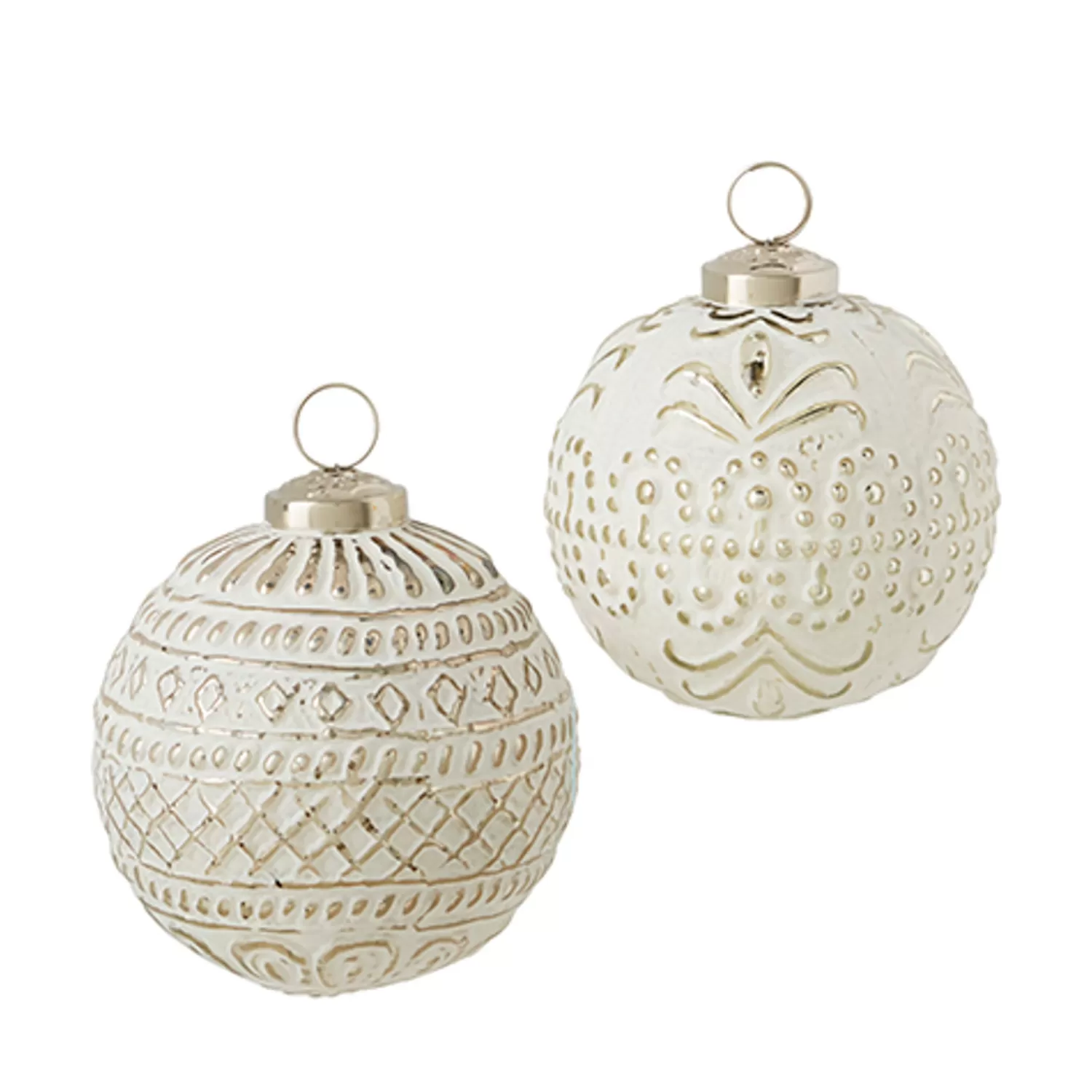 The Jolly Christmas Shop Glass Ornaments | Ball Ornaments | Raz 4" Whitewashed Mercury Glass Ball Christmas Ornament 4238333