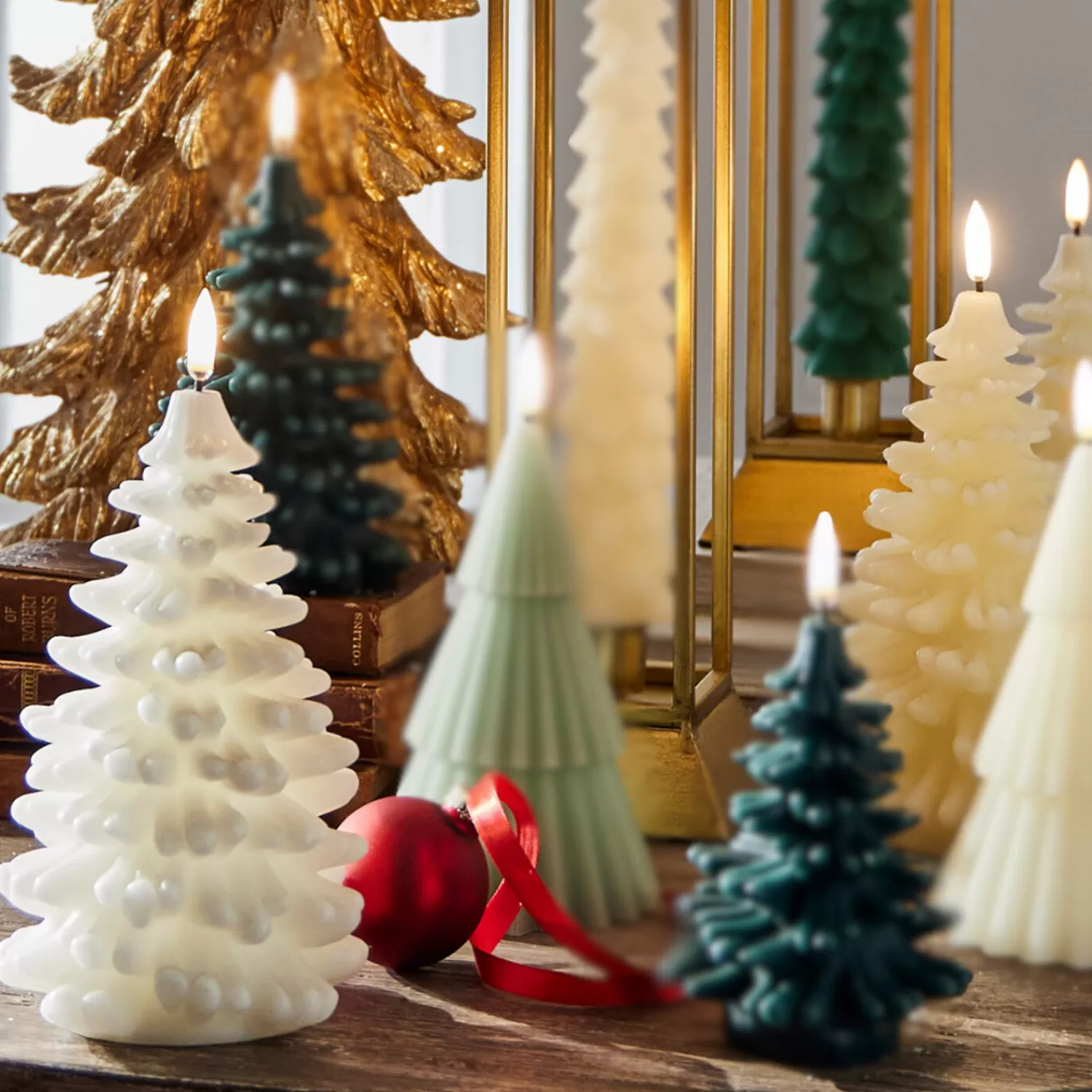 The Jolly Christmas Shop Tartan Traditions | Snowflake Soiree | Raz 5.5" White Or Ivory Uyuni Christmas Tree Battery Operated Candle With Lighted Flickering Flame
