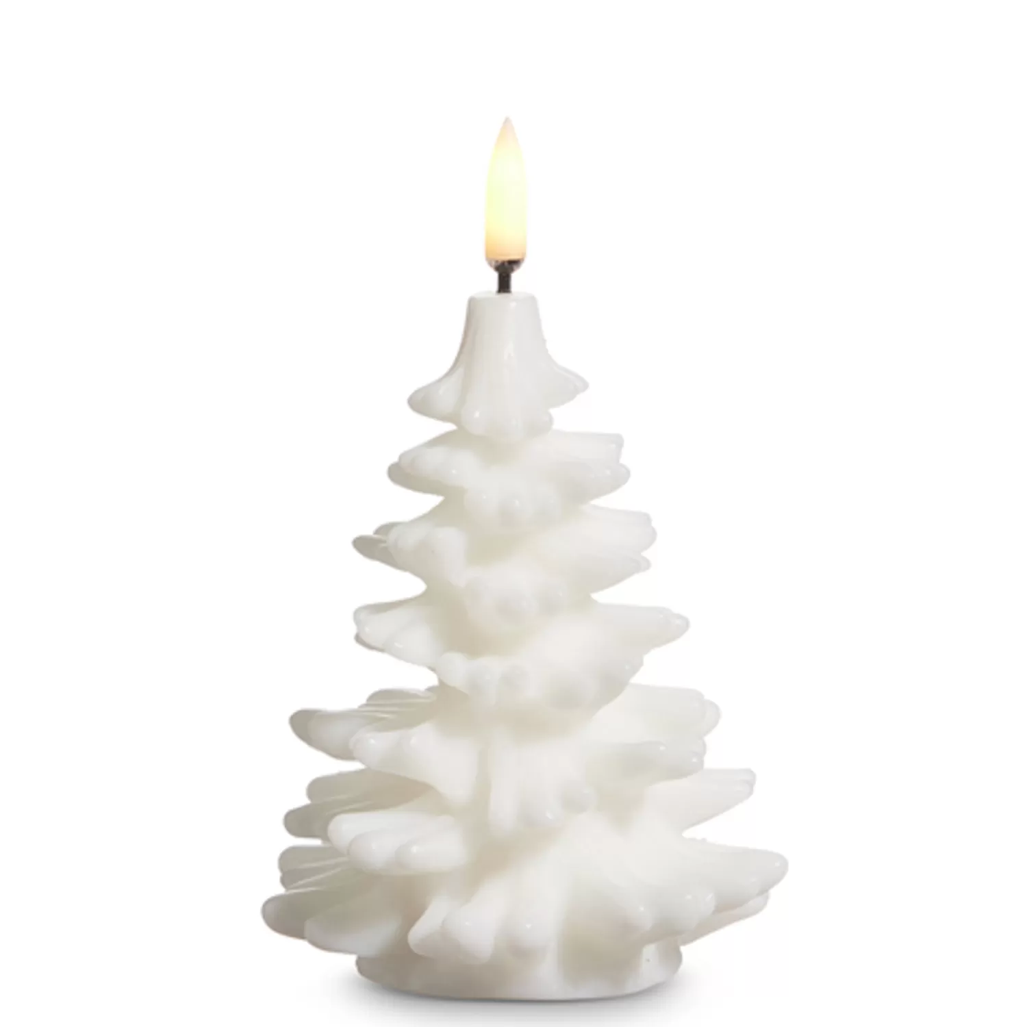 The Jolly Christmas Shop Tartan Traditions | Snowflake Soiree | Raz 5.5" White Or Ivory Uyuni Christmas Tree Battery Operated Candle With Lighted Flickering Flame