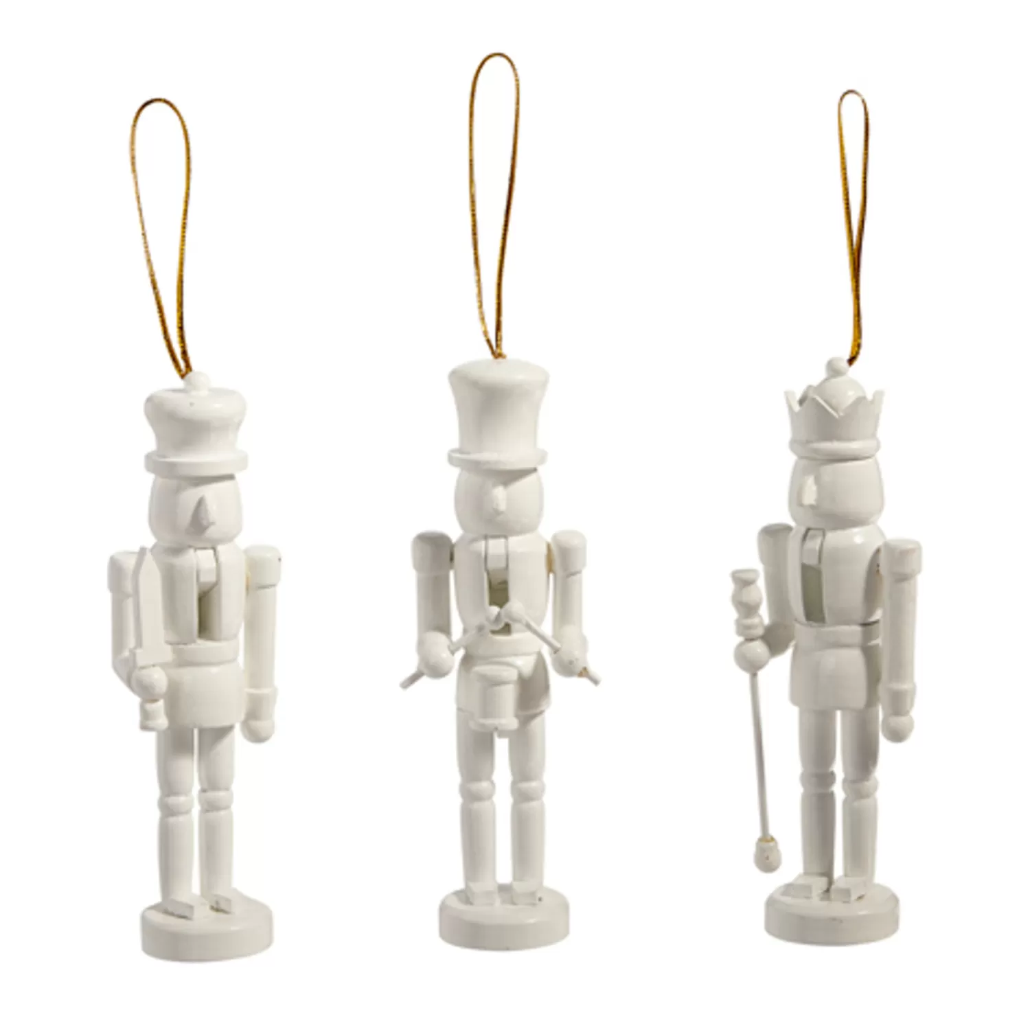 The Jolly Christmas Shop Gingerbread Lane | Nutcracker Decorations | Raz 5.75" White Nutcracker Christmas Ornament Set Of 3 4422800