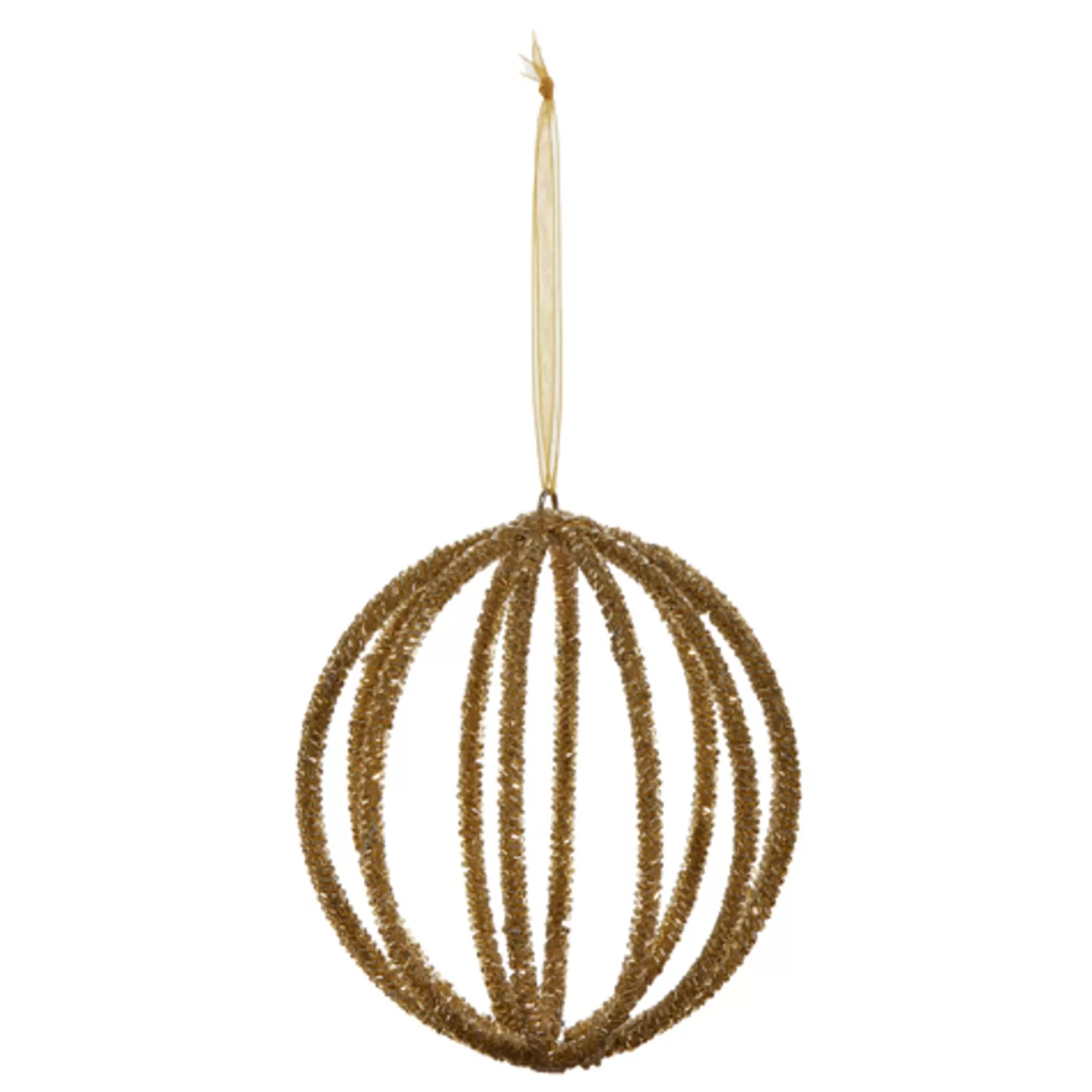 The Jolly Christmas Shop Tartan Traditions | Elegant | Raz 5" Antiqued Gold Beaded Ball Christmas Ornament 4424069