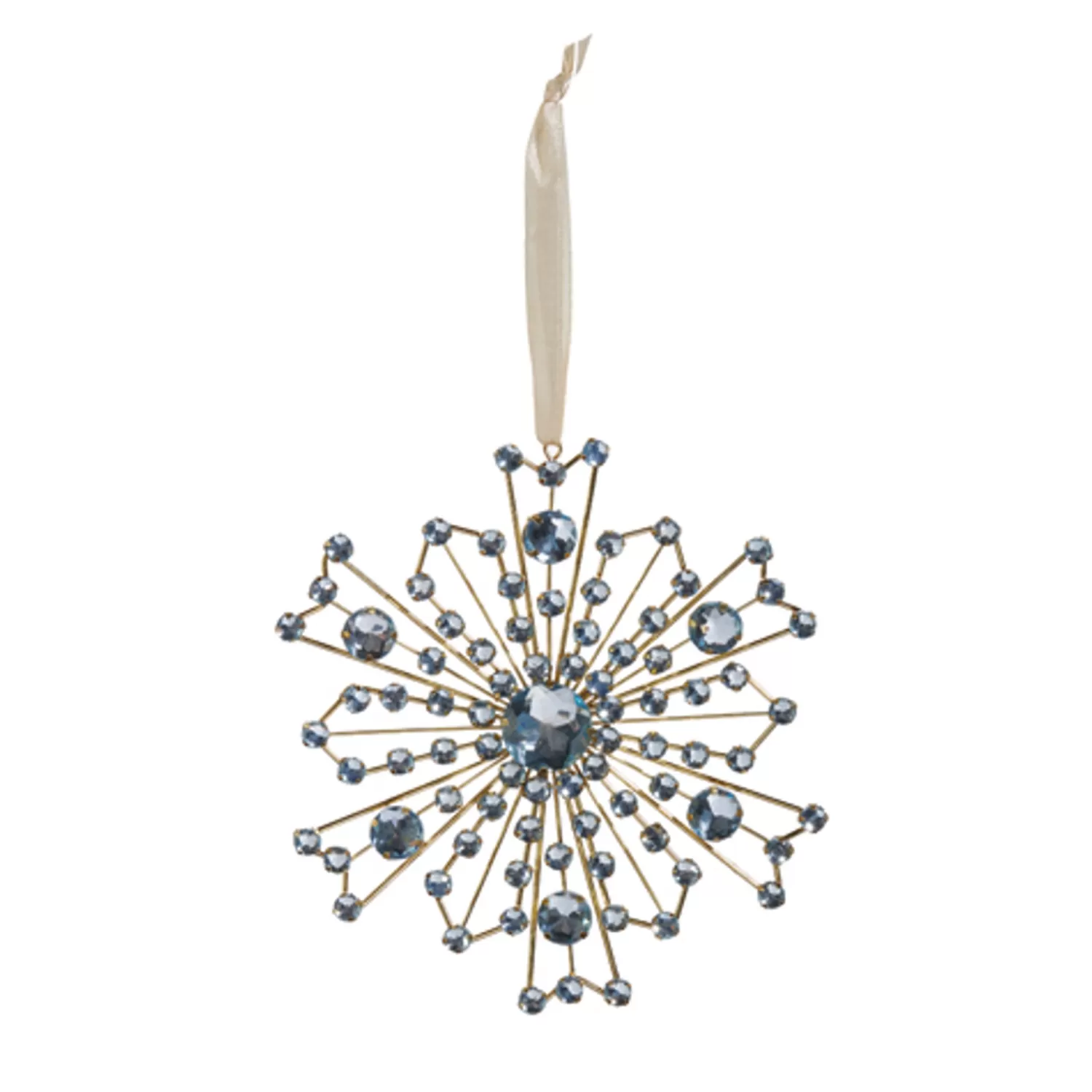 The Jolly Christmas Shop Oh Night Divine | Snow Christmas Decorations | Raz 5" Cool Blue Jewel Snowflake Christmas Ornament 4413519