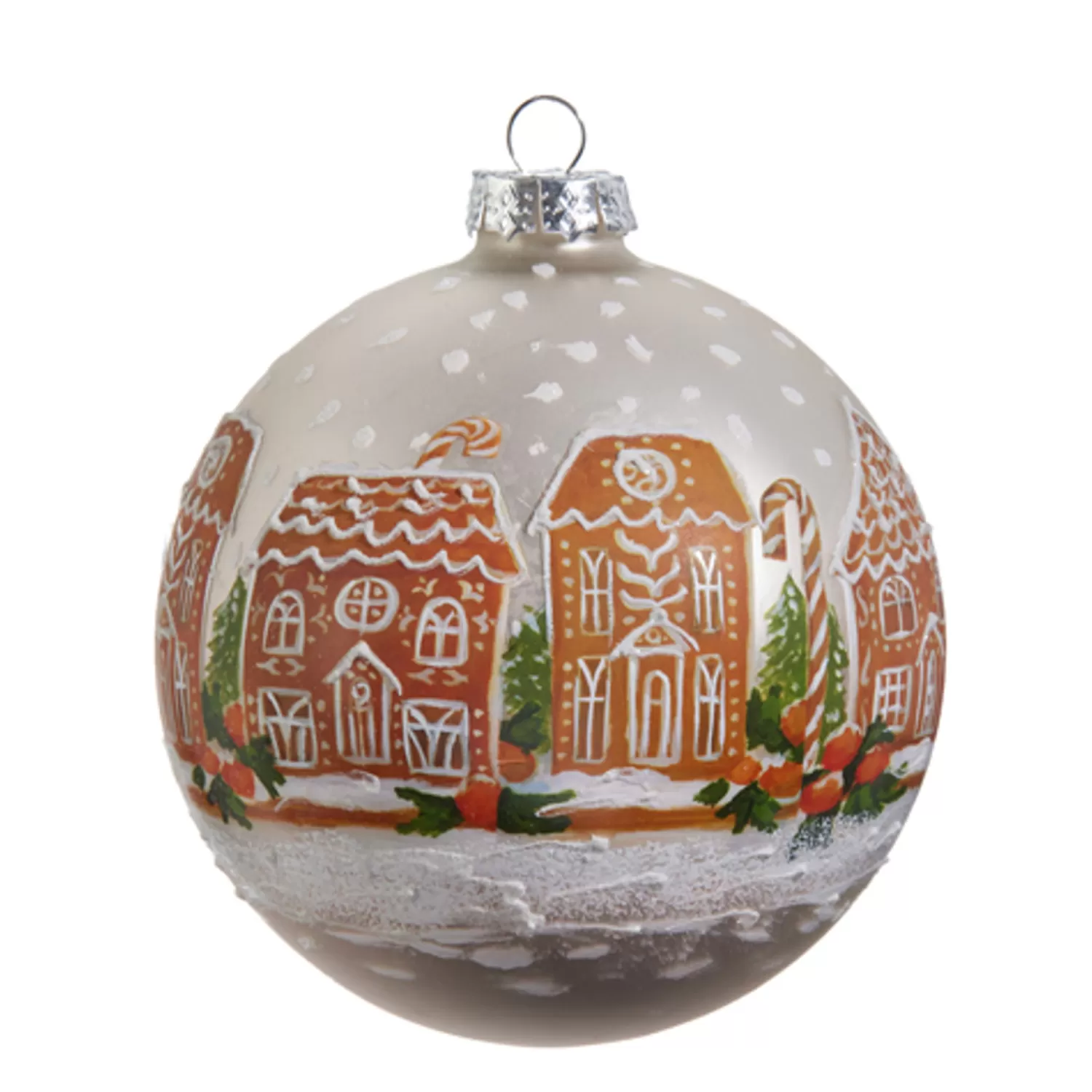 The Jolly Christmas Shop Gingerbread | Jingle And Cocoa | Raz 5" Gingerbread House Ball Glass Christmas Ornament 4424581
