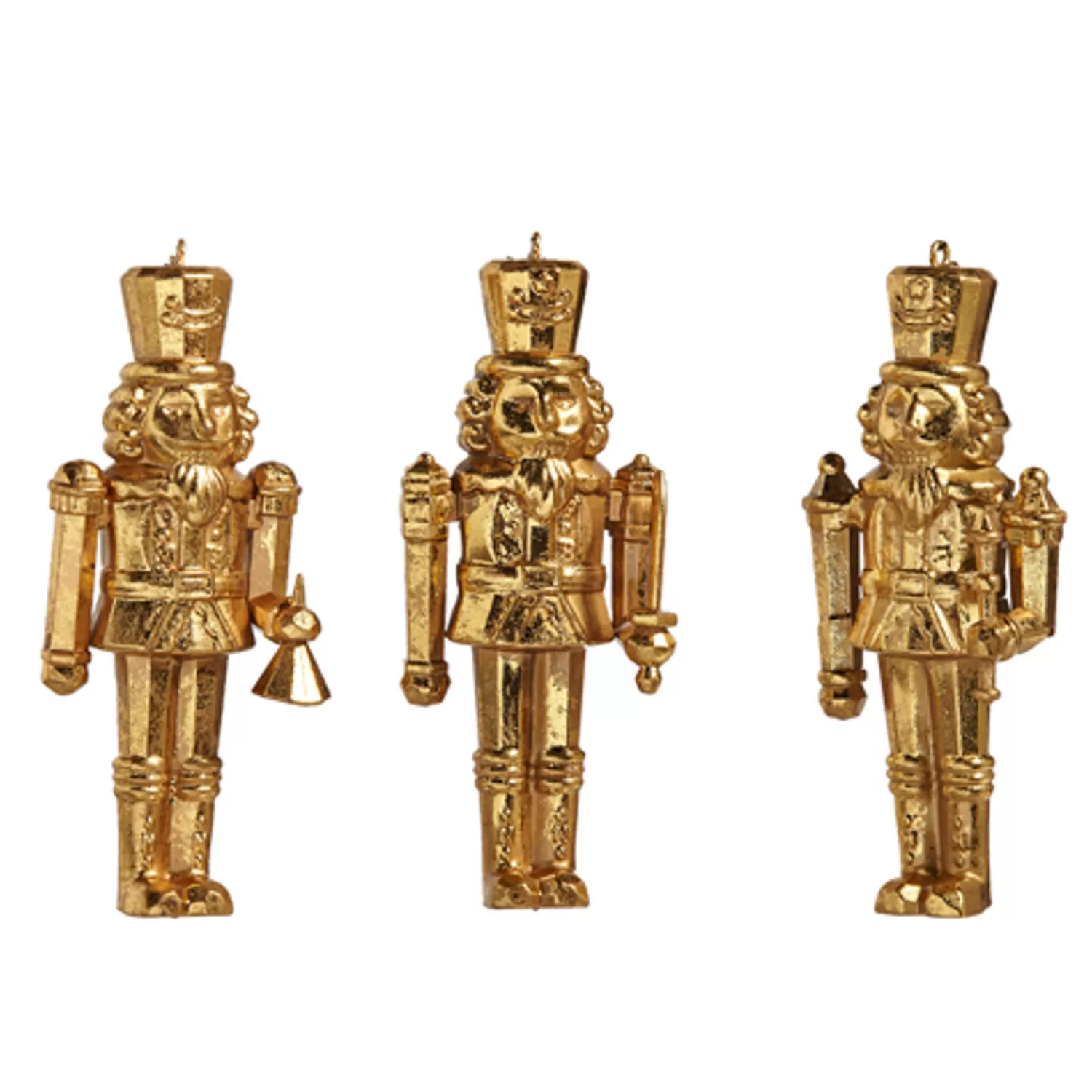 The Jolly Christmas Shop Tartan Traditions | Christmas Traditions | Raz 5" Gold Nutcracker Christmas Ornament Set Of 3 4438873