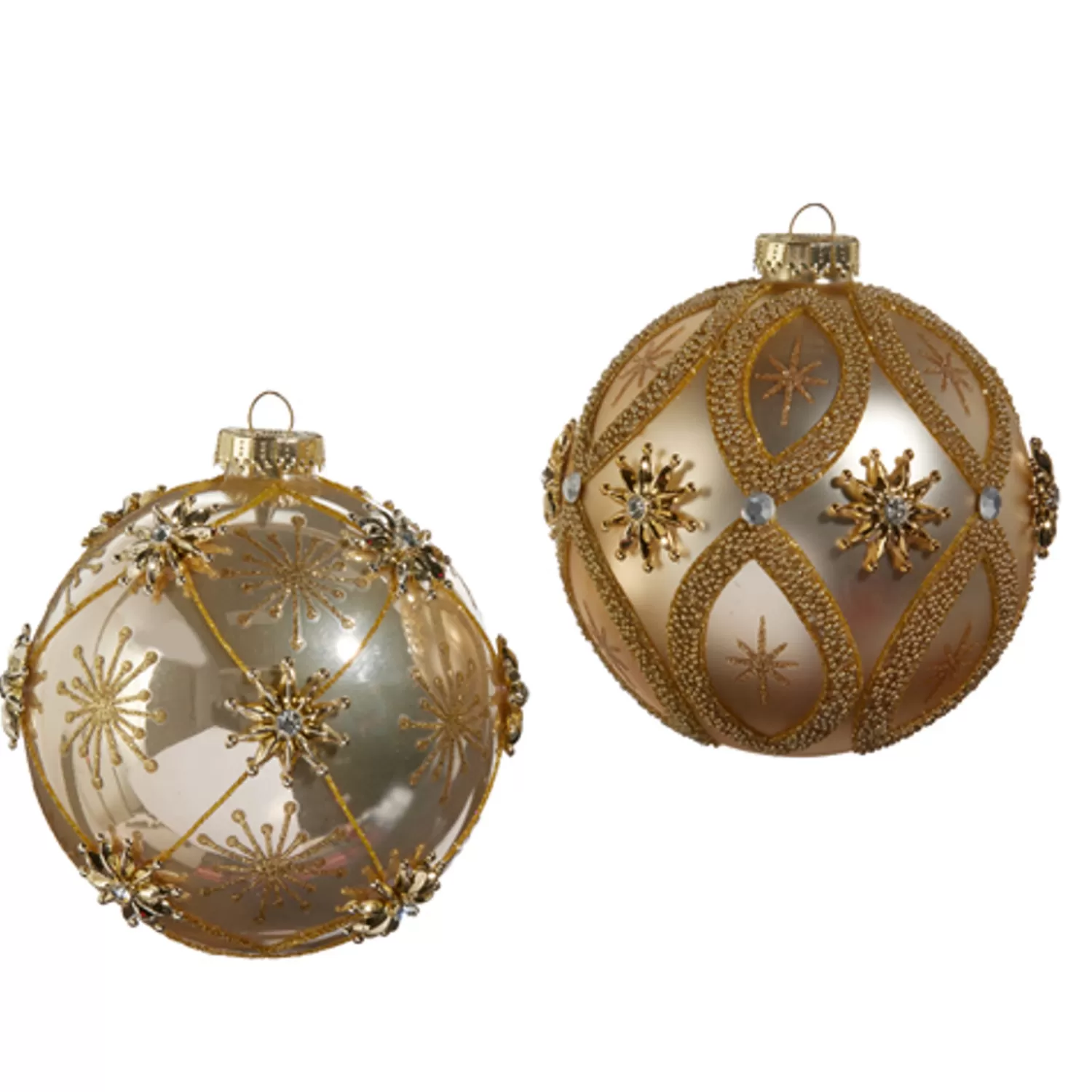 The Jolly Christmas Shop Oh Night Divine | Elegant | Raz 5" Gold Star And Jewel Ball Glass Christmas Ornament 4452856