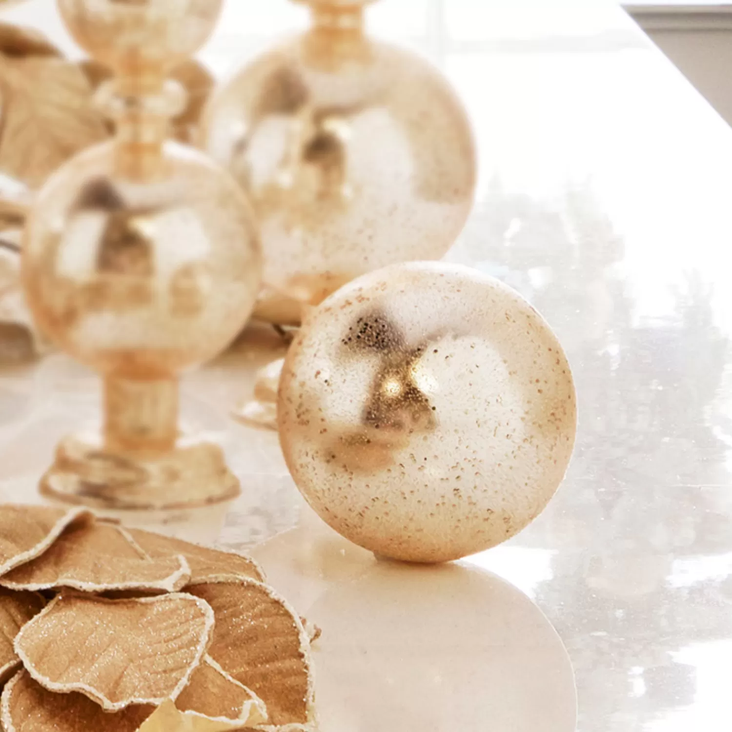 The Jolly Christmas Shop Sleigh Bells | Bells | Raz 5" Gold Textured Glass Ball Christmas Ornament 4324600