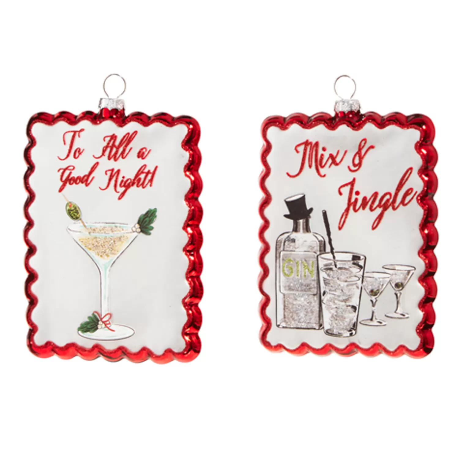 The Jolly Christmas Shop Sleigh Bells | Bells | Raz 5" Holiday Cocktails Scalloped Edge Glass Christmas Ornament 4324575