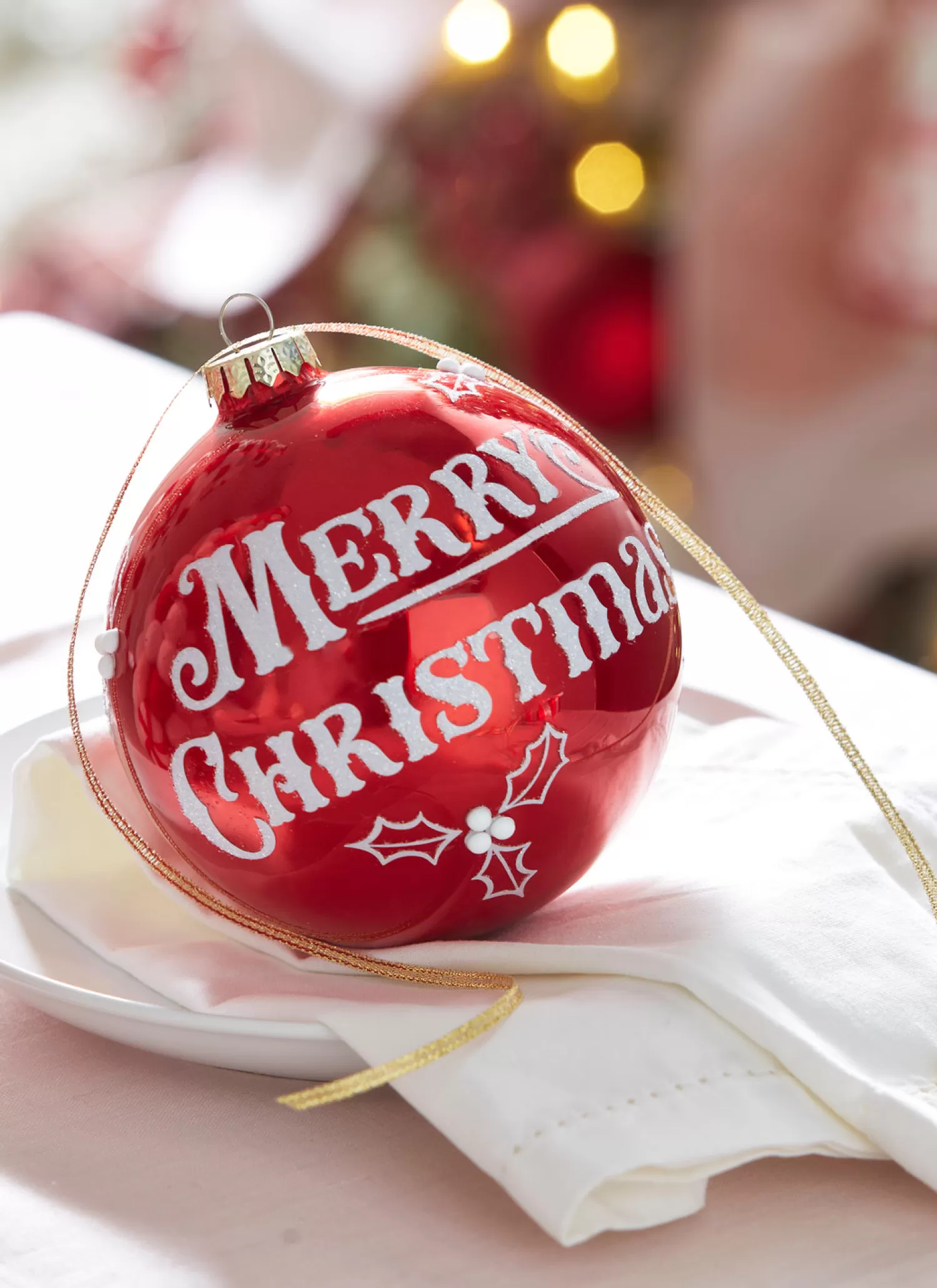 The Jolly Christmas Shop Sleigh Bells | Bells | Raz 5" Merry Christmas Red Glass Ball Christmas Ornament 4324608