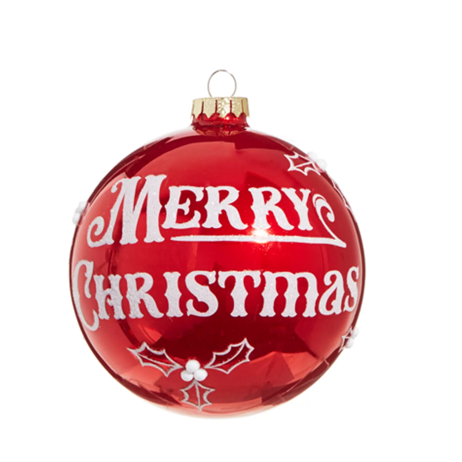 The Jolly Christmas Shop Sleigh Bells | Bells | Raz 5" Merry Christmas Red Glass Ball Christmas Ornament 4324608