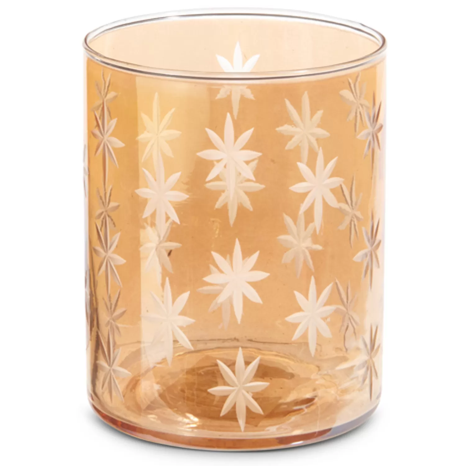 The Jolly Christmas Shop Oh Night Divine | Table Decorations | Raz 5" Or 8" Etched Gold Star Glass Christmas Candle Holder Or Container