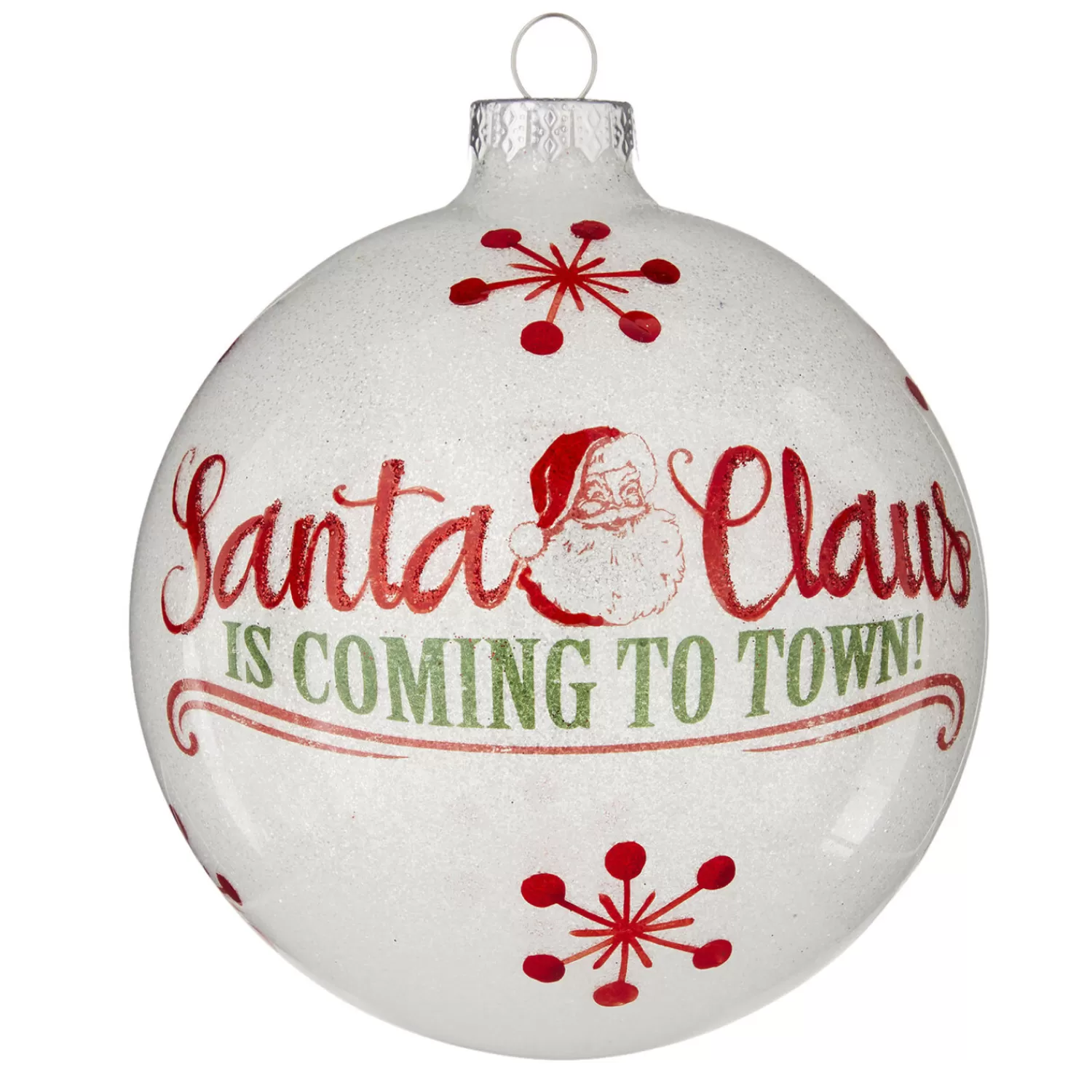 The Jolly Christmas Shop Sleigh Bells | Santa Christmas Decorations | Raz 5" Santa Claus Ball Glass Christmas Ornament 4124530