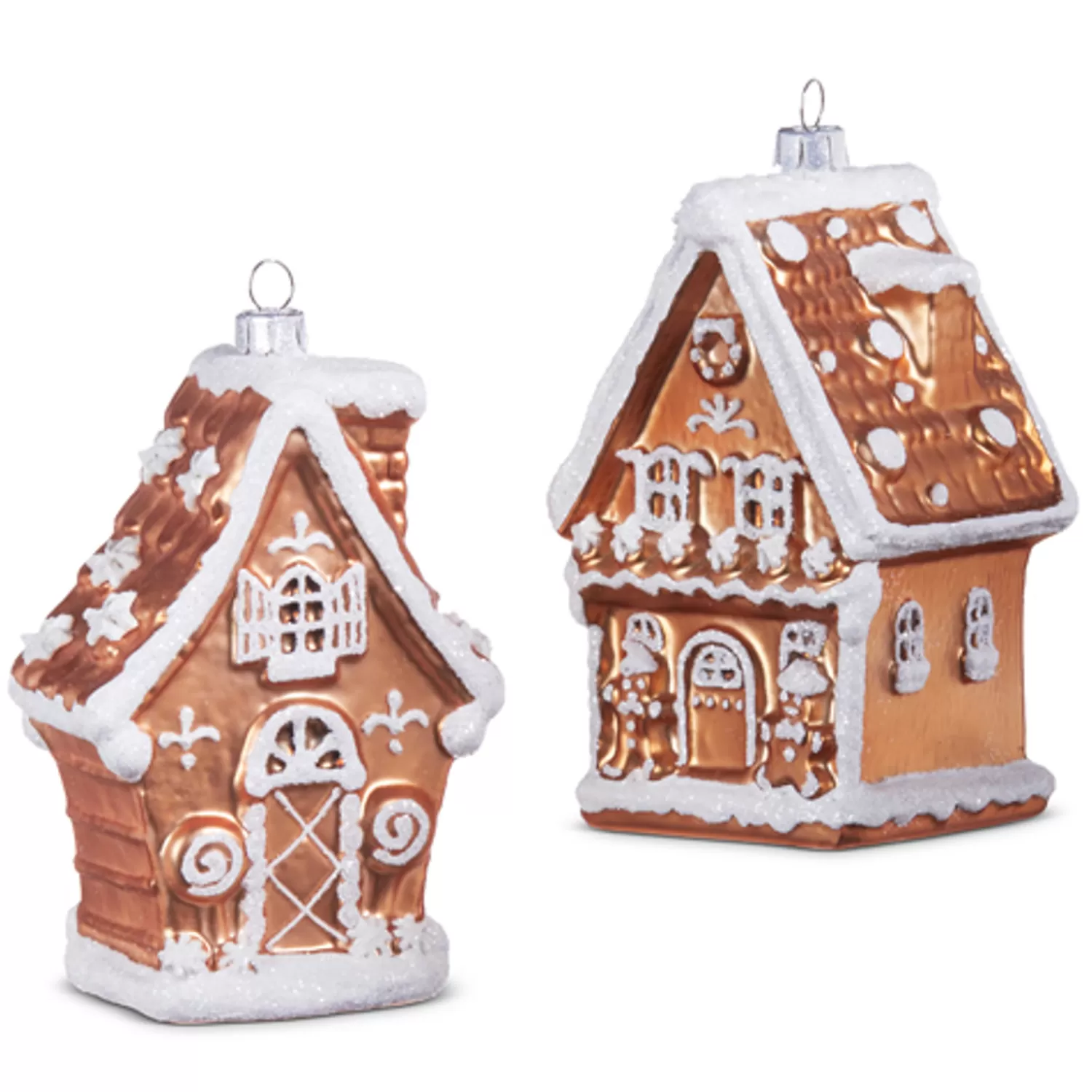 The Jolly Christmas Shop Sleigh Bells | Bells | Raz 5" Set Of 2 Gingerbread House Glass Christmas Ornament 4352867