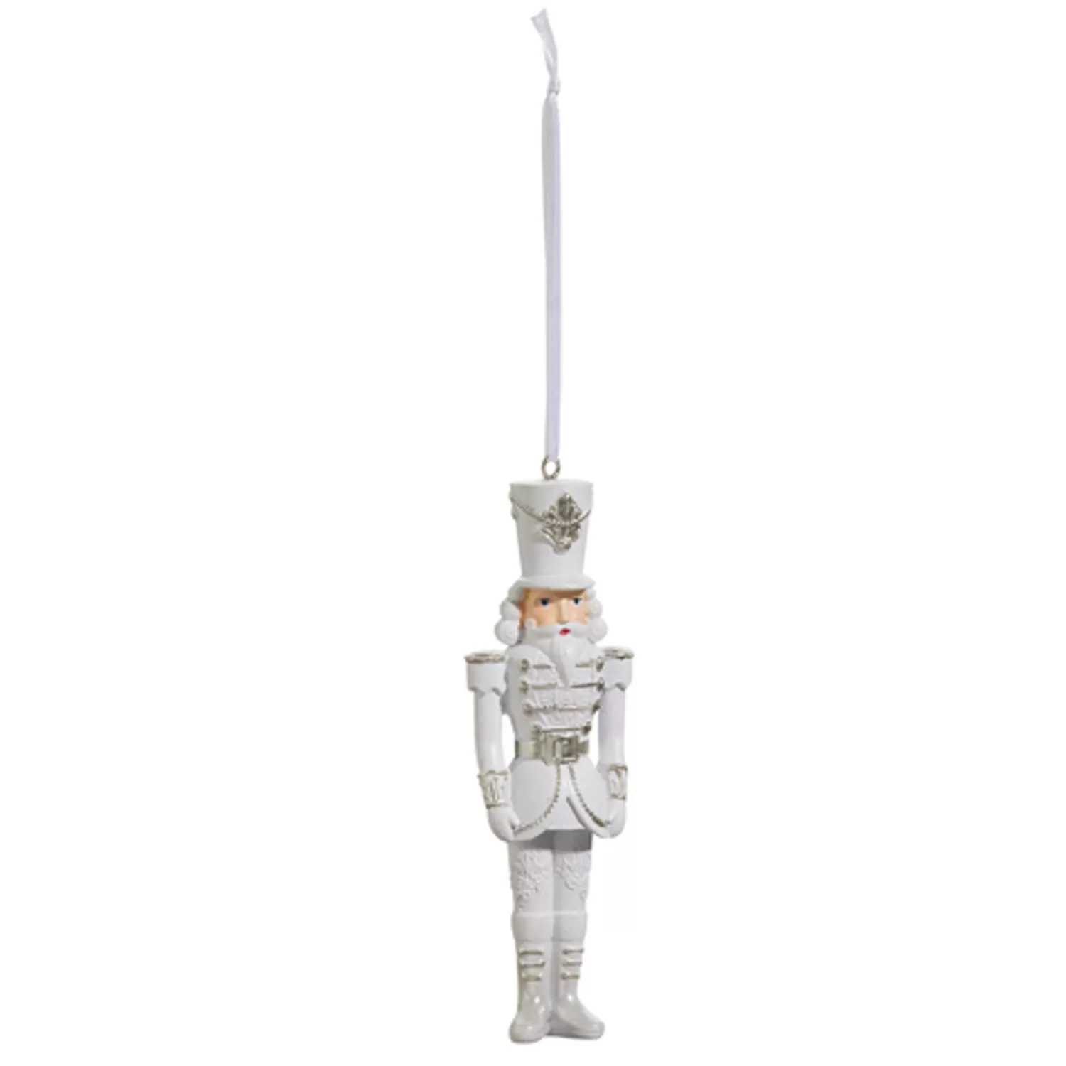 The Jolly Christmas Shop Snowflake Soiree | Nutcracker Decorations | Raz 5" White And Silver Nutcracker Christmas Ornament 4457622