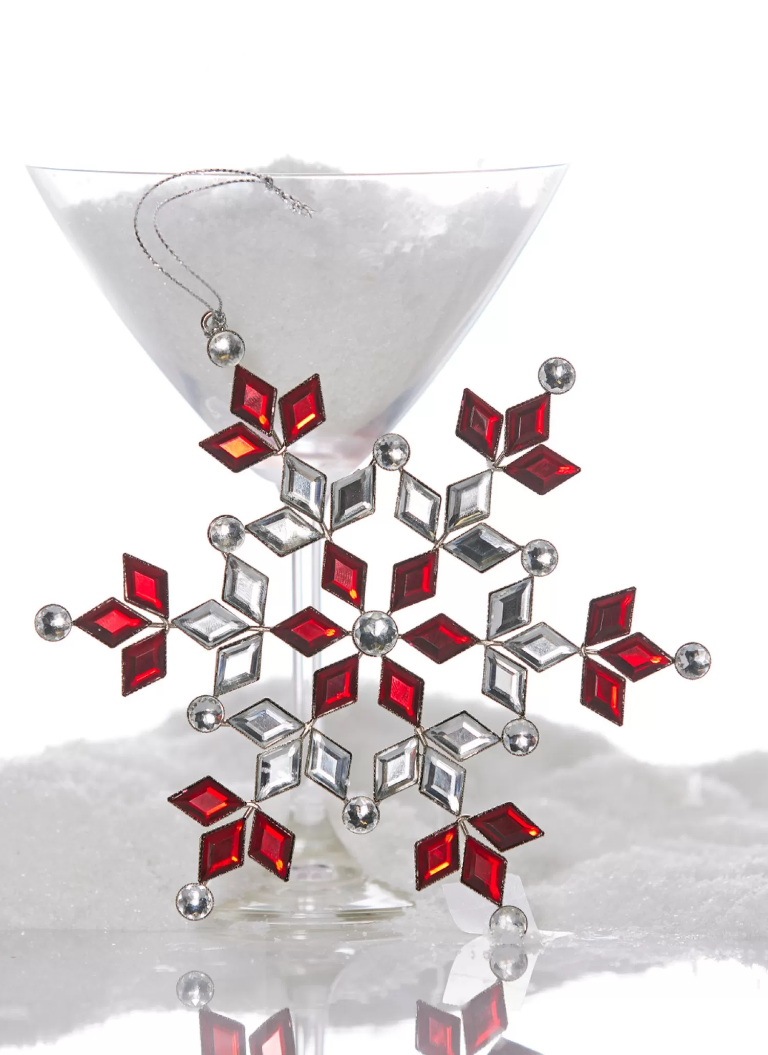 The Jolly Christmas Shop Snowflakes | Raz 6.5" Red And Silver Crystals Jeweled Snowflake Christmas Ornament 4313513