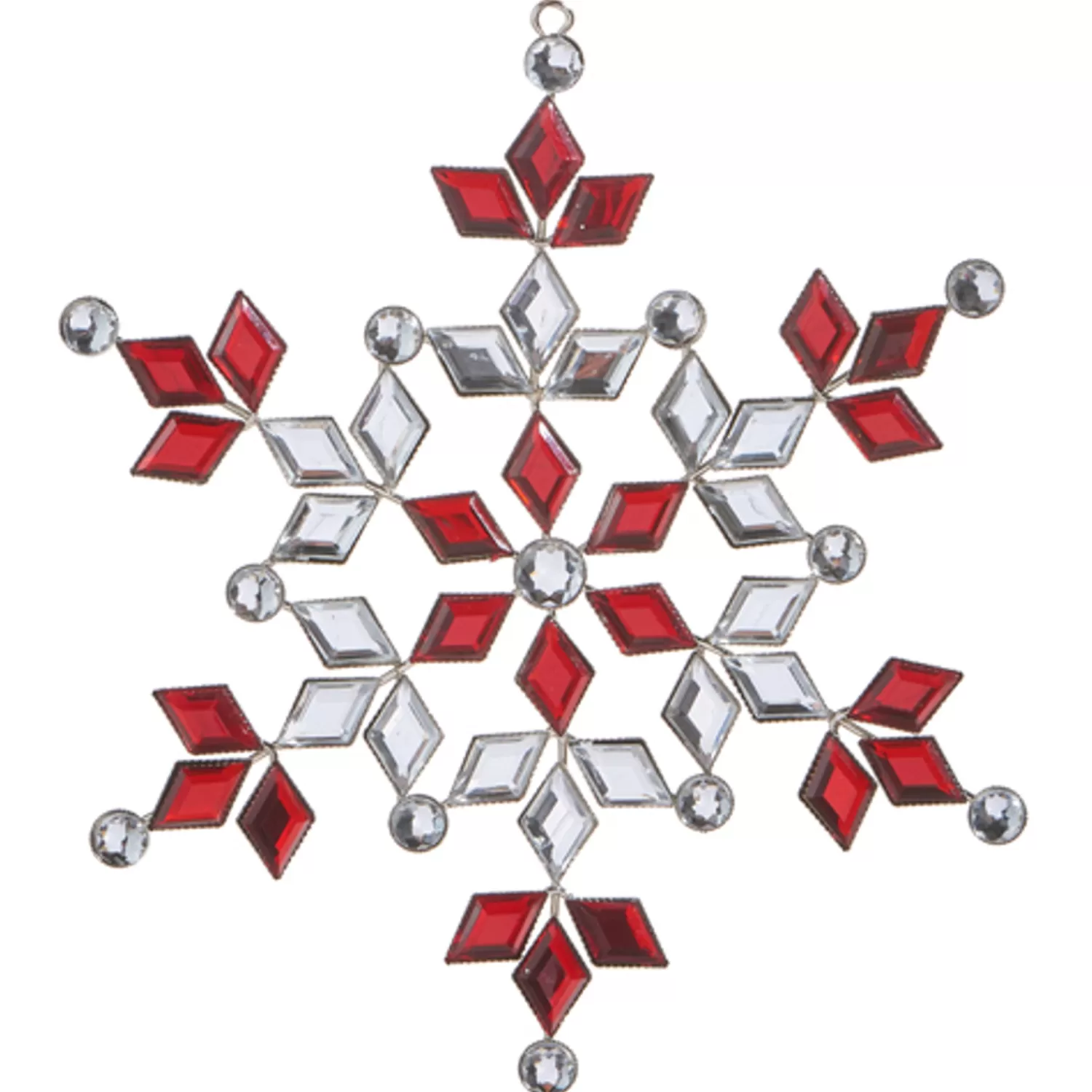 The Jolly Christmas Shop Snowflakes | Raz 6.5" Red And Silver Crystals Jeweled Snowflake Christmas Ornament 4313513