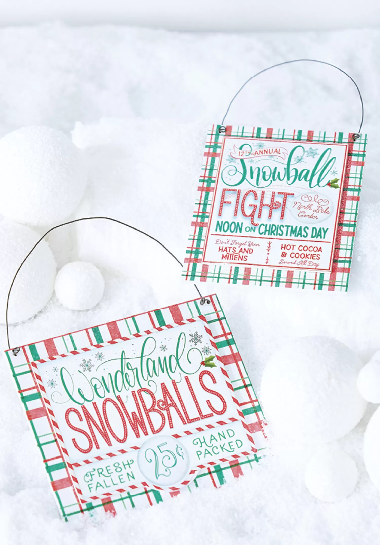 The Jolly Christmas Shop Tinsel Town | Snow Christmas Decorations | Raz 6.75" Set Of 2 Snowballs For Sale Christmas Ornament 4216160