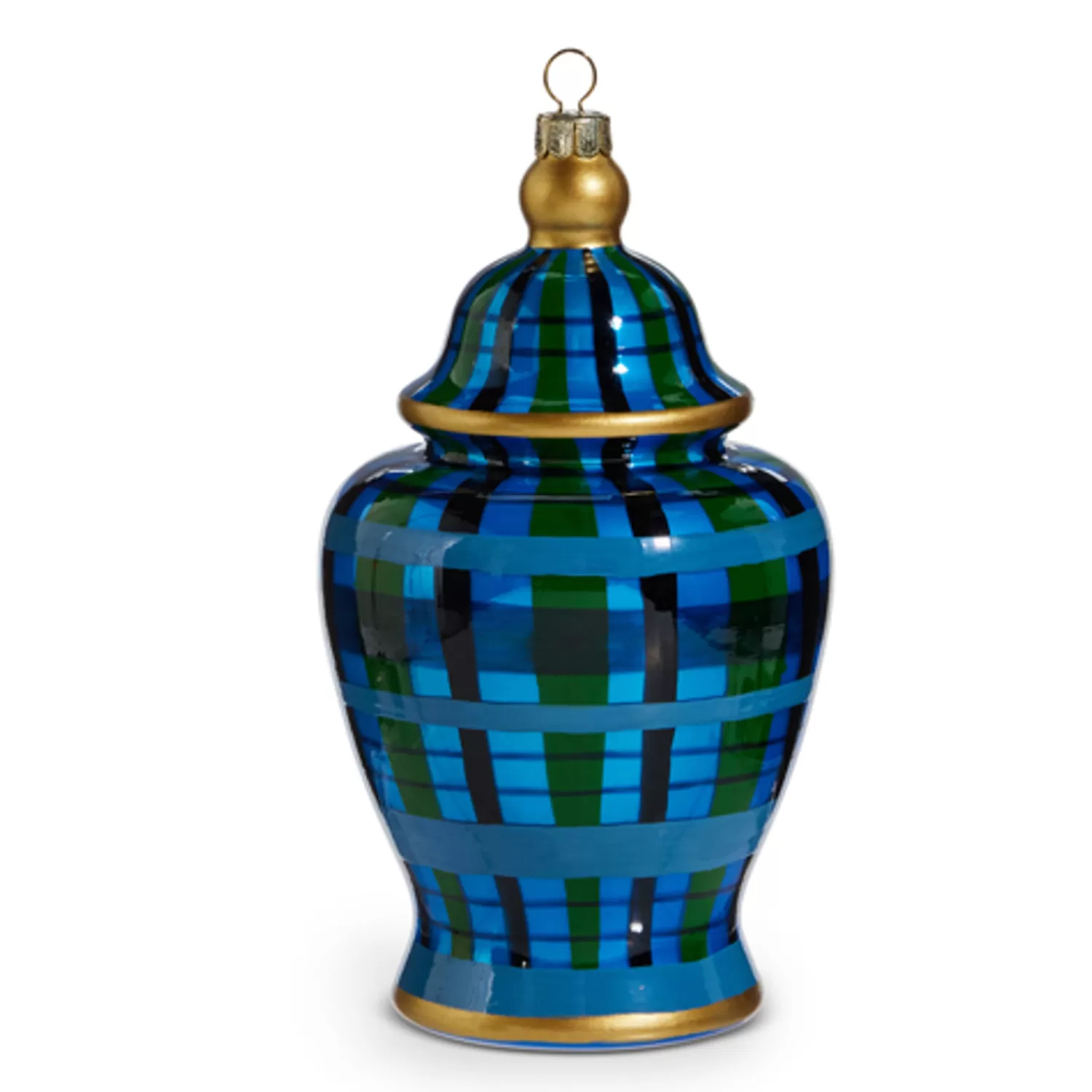 The Jolly Christmas Shop Tartan Traditions | Plaid | Raz 6" Black Watch Plaid Ginger Jar Glass Christmas Ornament 4452875