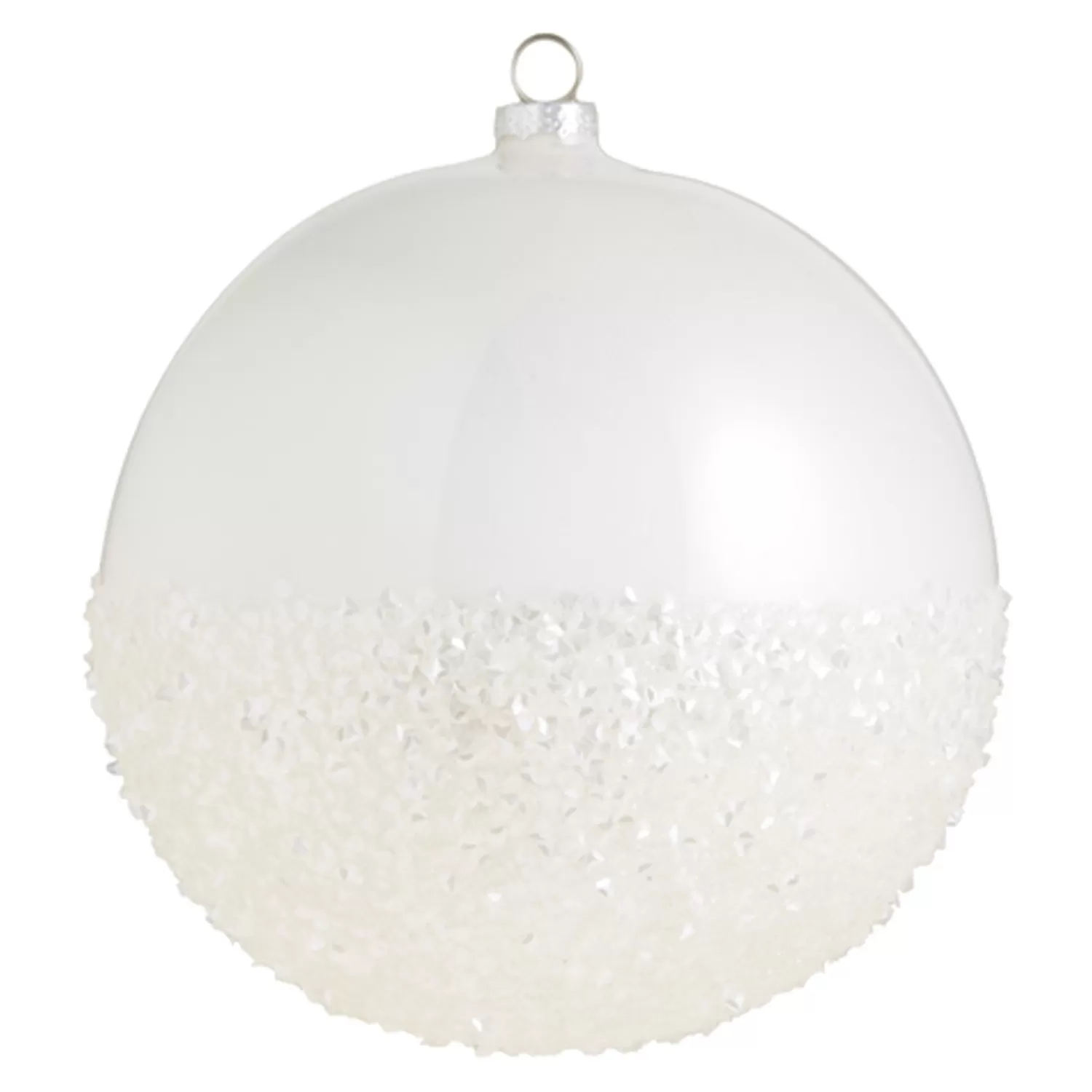 The Jolly Christmas Shop Sleigh Bells | Bells | Raz 6" Half Glittered Ball Glass Christmas Ornament 4324502