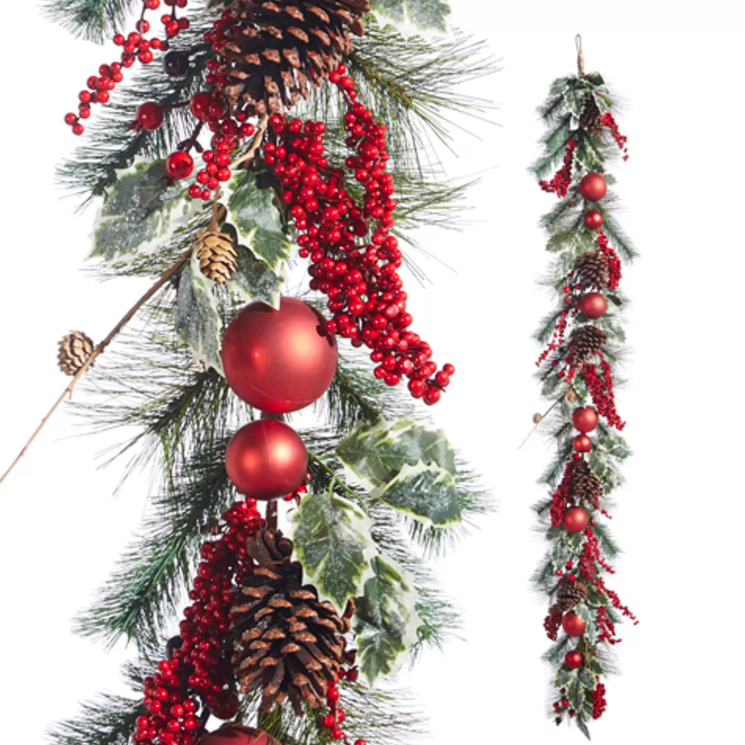 The Jolly Christmas Shop Sleigh Bells | Traditional Christmas Decorations | Raz 6' Iced Berry And Ornament Christmas Garland G4302481