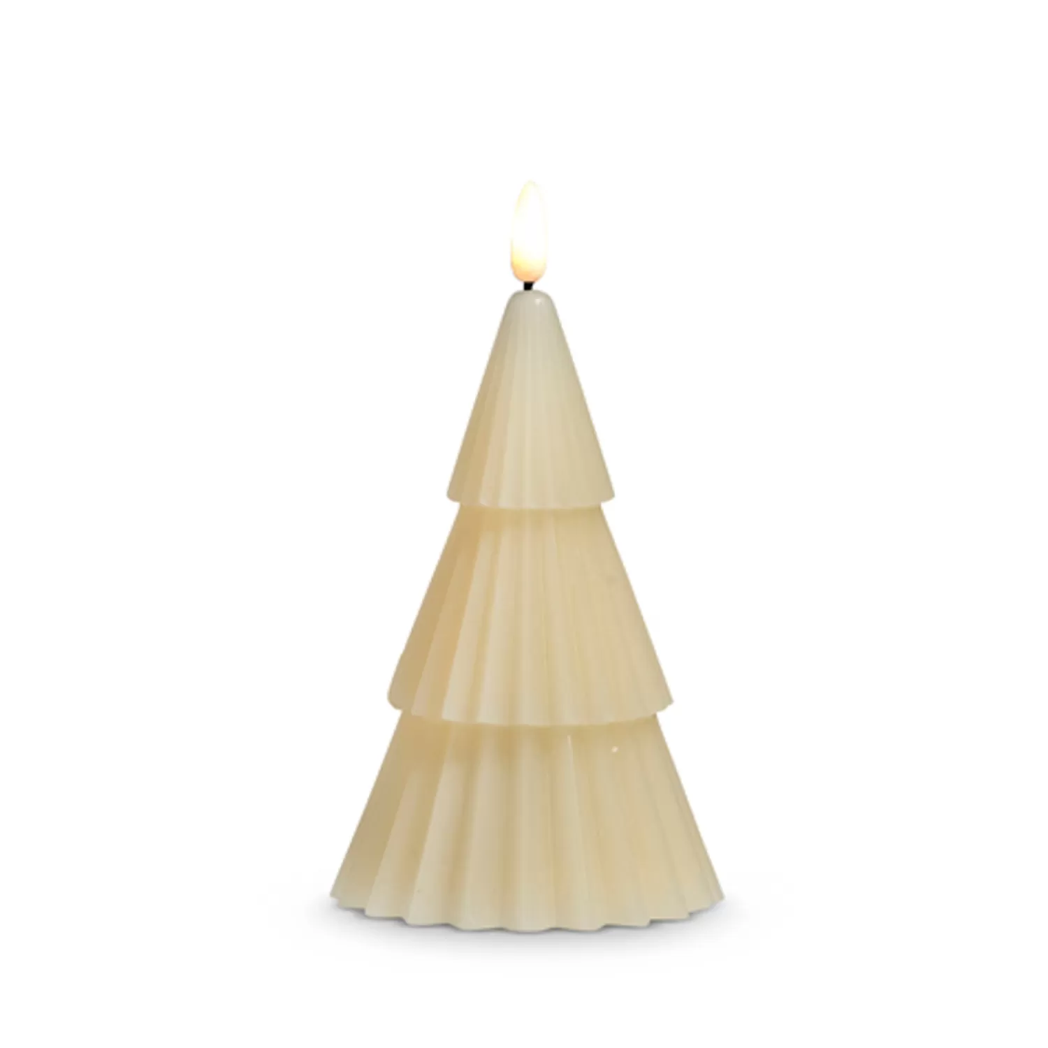 The Jolly Christmas Shop Tartan Traditions | Snowflake Soiree | Raz 6" Ivory Christmas Tree Battery Operated Candle With Lighted Flickering Wick 4432919