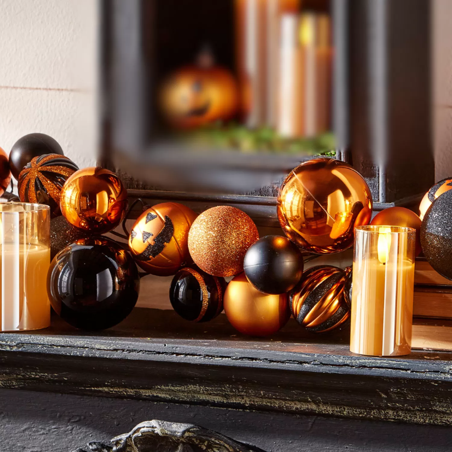 The Jolly Christmas Shop Halloween Indoor Decorations | Raz 6' Jack O Lantern And Ball Halloween Garland G4432714