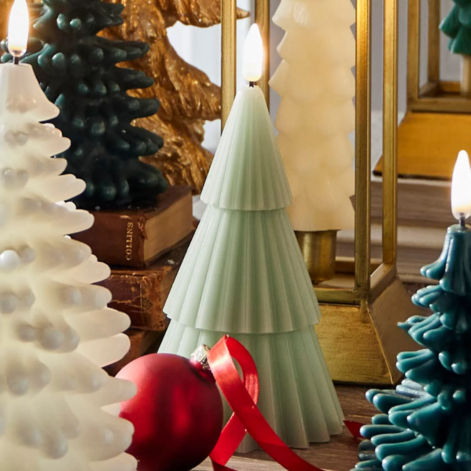 The Jolly Christmas Shop Tartan Traditions | Christmas Traditions | Raz 6" Pale Green Christmas Tree Battery Operated Candle Lighted Flickering Flame 4432917