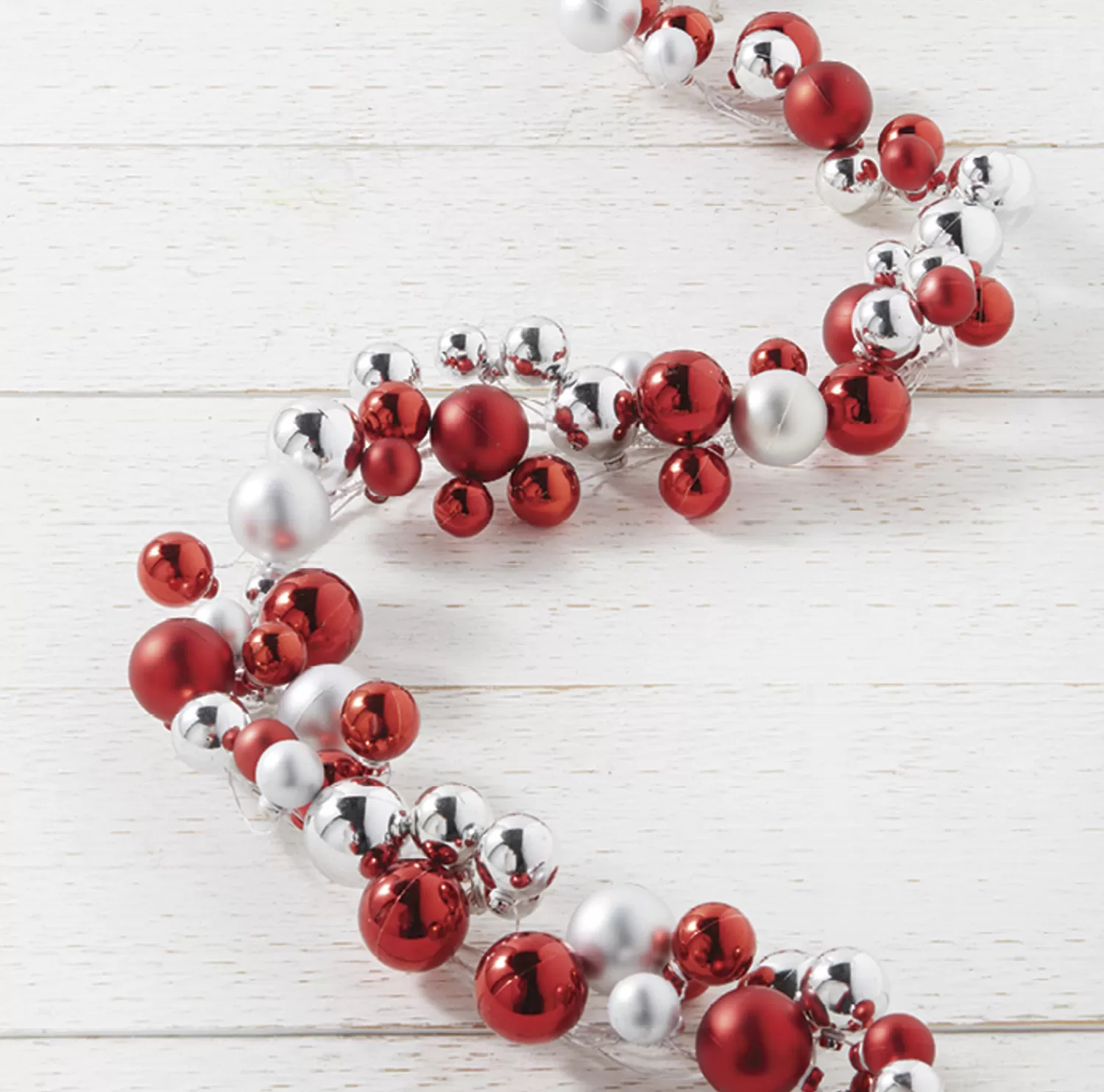 The Jolly Christmas Shop Valentines Day | Dashing Through The Snow | Raz 6' Silver And Red Ball Ornament Christmas Garland G4102392