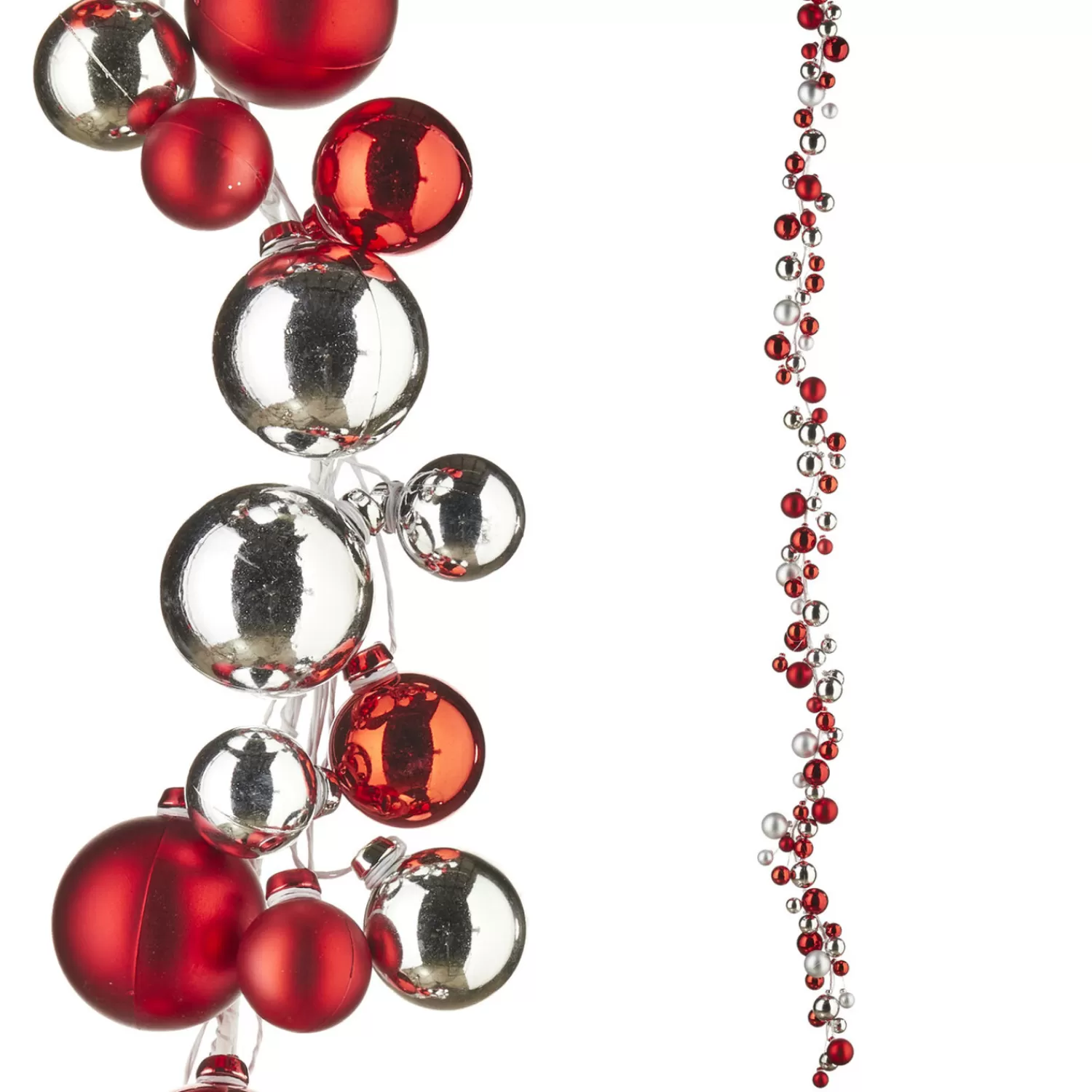 The Jolly Christmas Shop Valentines Day | Dashing Through The Snow | Raz 6' Silver And Red Ball Ornament Christmas Garland G4102392
