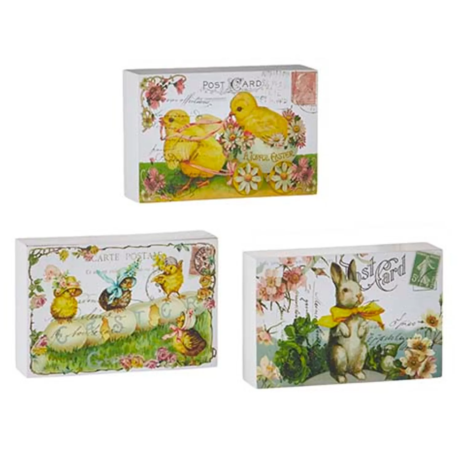 The Jolly Christmas Shop Signs | Raz 6" Storybook Easter Wood Block Signs Set Of 3 4215921