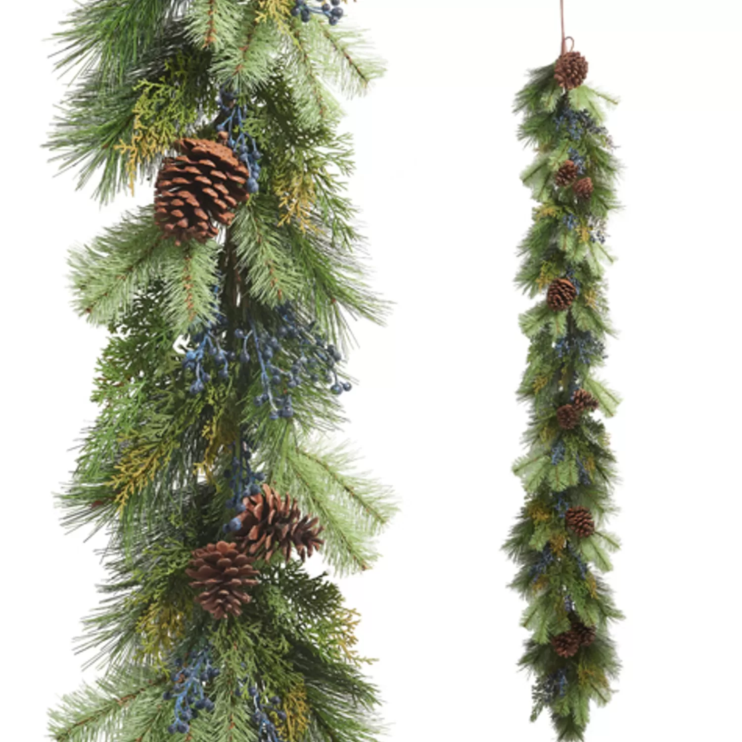 The Jolly Christmas Shop Tartan Traditions | Christmas Garland | Raz 6' X 12" Cedar, Pine, And Blue Berries Christmas Garland G4402310