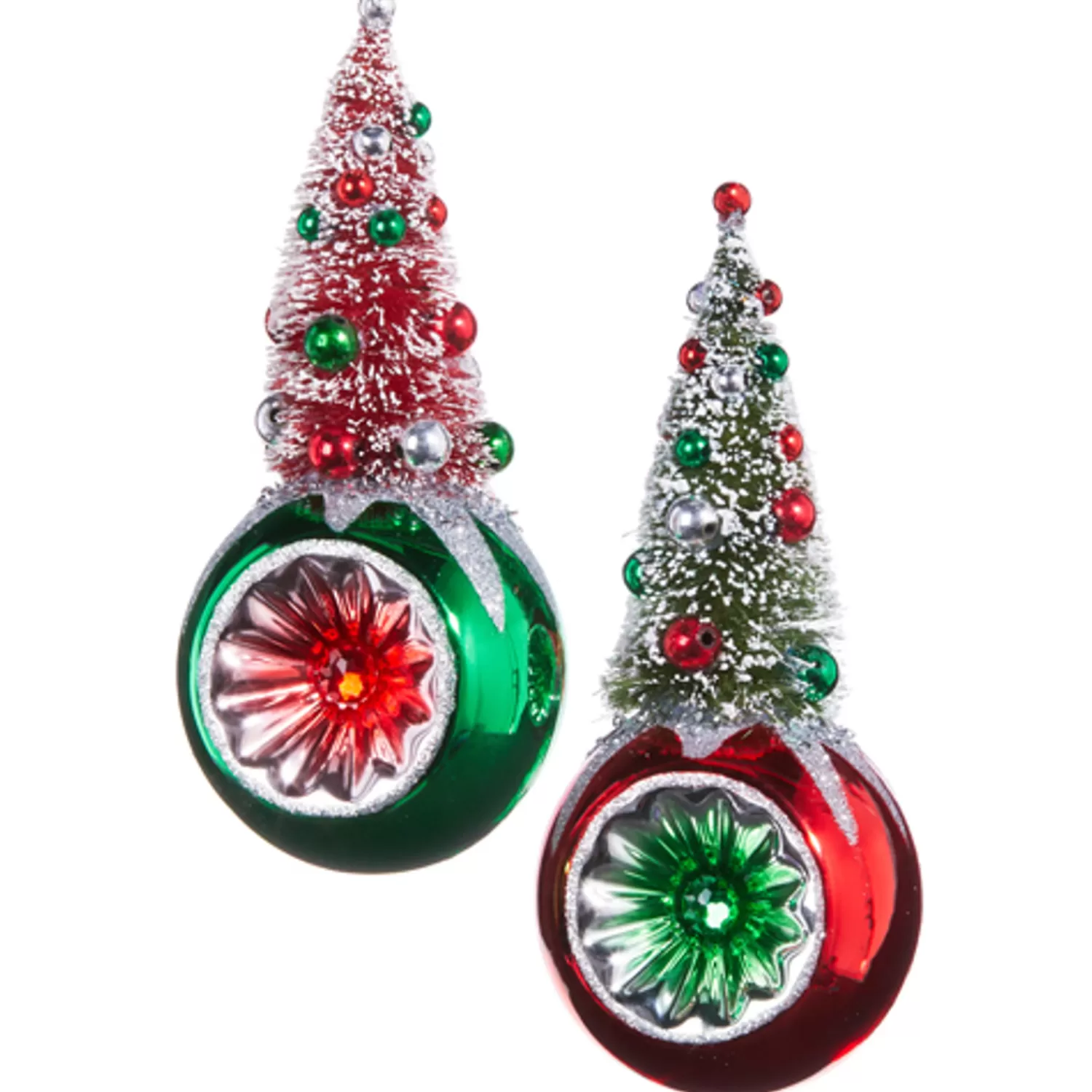 The Jolly Christmas Shop Sleigh Bells | Bells | Raz 7.25" Bottle Brush Tree Reflector Glass Christmas Ornament 4352870