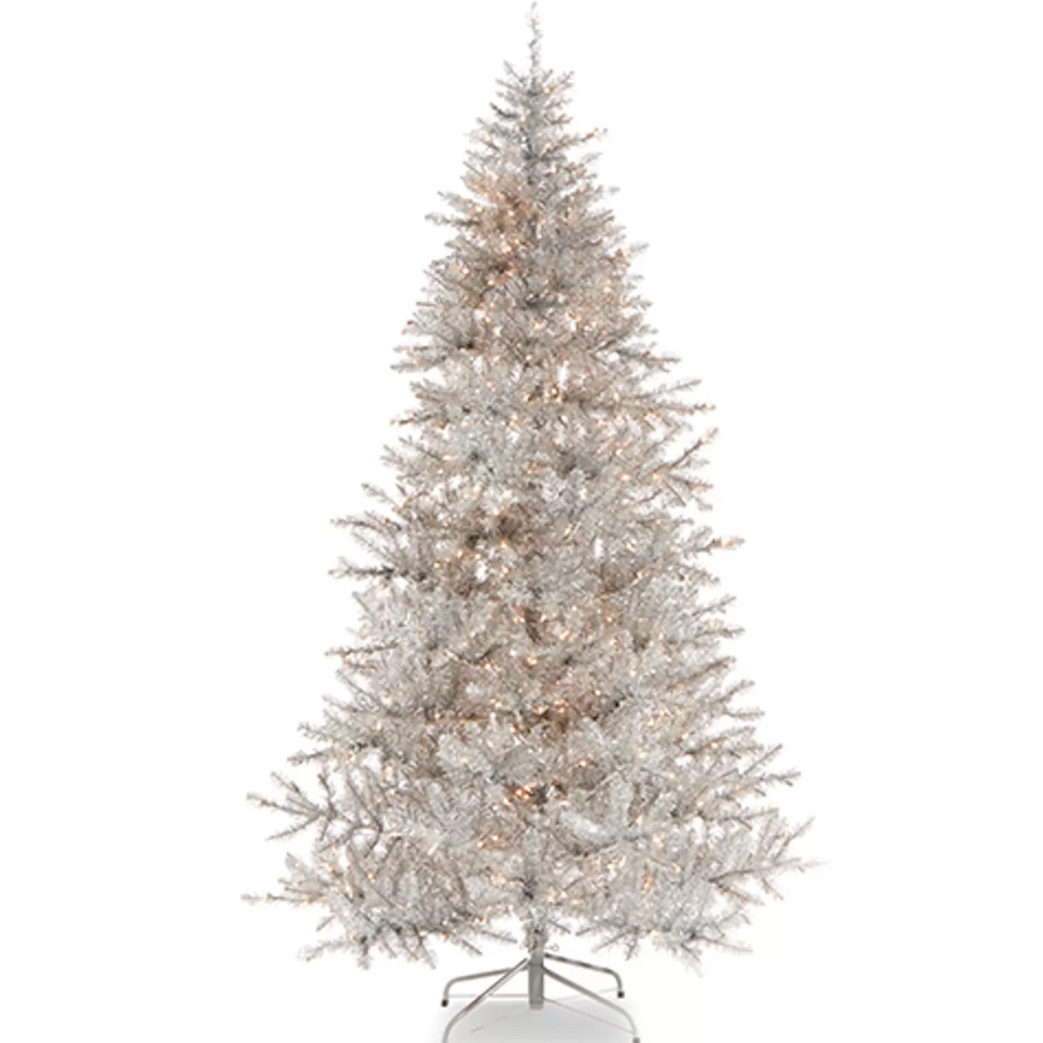 The Jolly Christmas Shop Vintage Farm House | Holiday Cheers | Raz 7.5' Or 9' Silver Tinsel Christmas Tree With Forever Lit Clear Lights