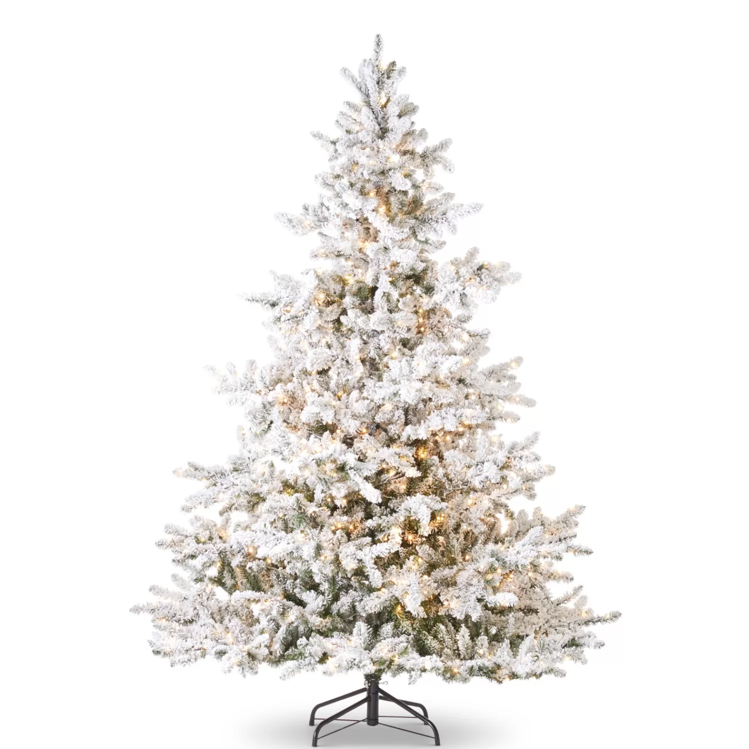 The Jolly Christmas Shop Snow Christmas Decorations | 7' - 8' Christmas Trees | Raz 7.5" Snake Light Flocked Aurora Spruce Christmas Tree T4252035
